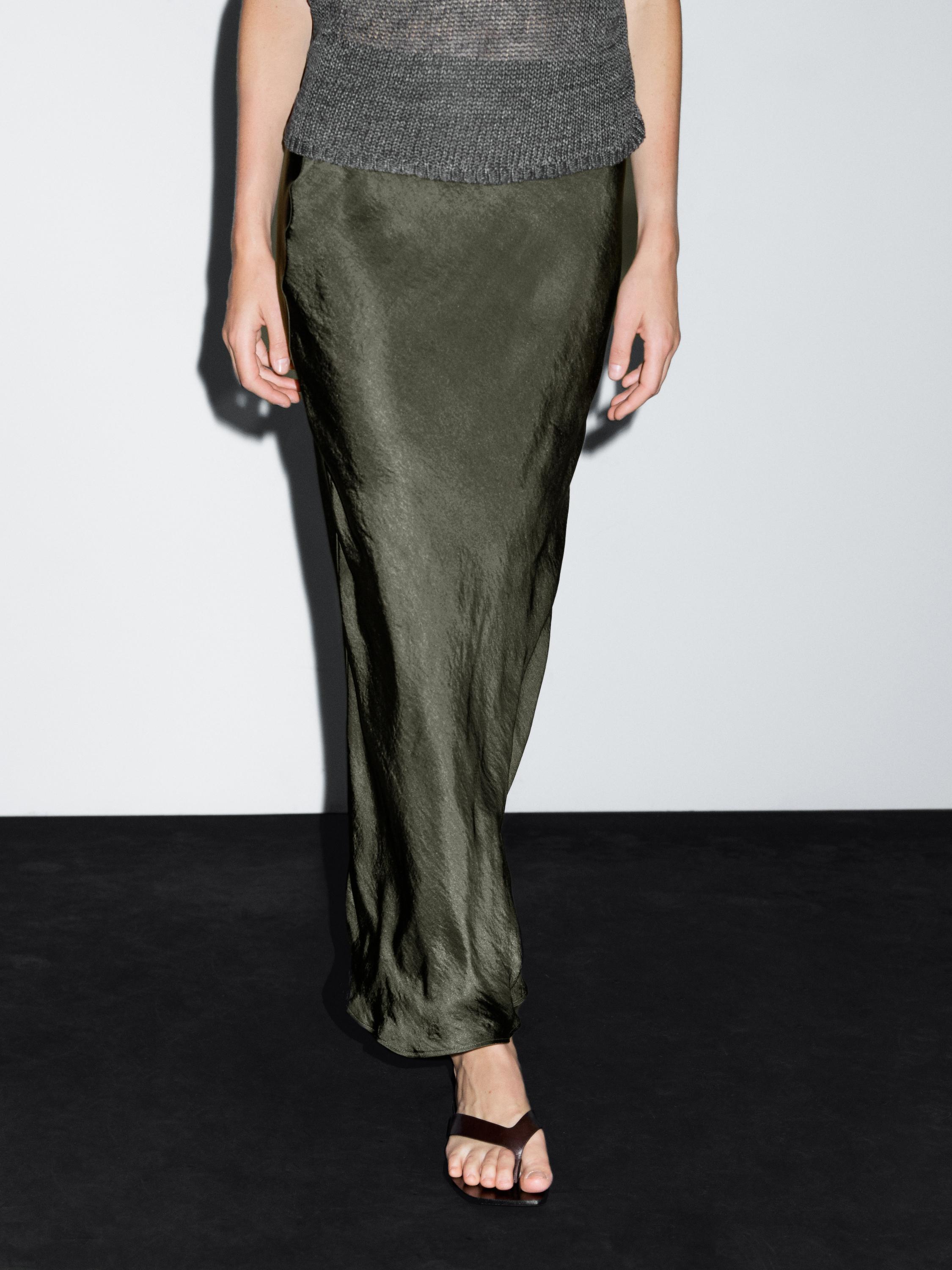 Long satin skirt