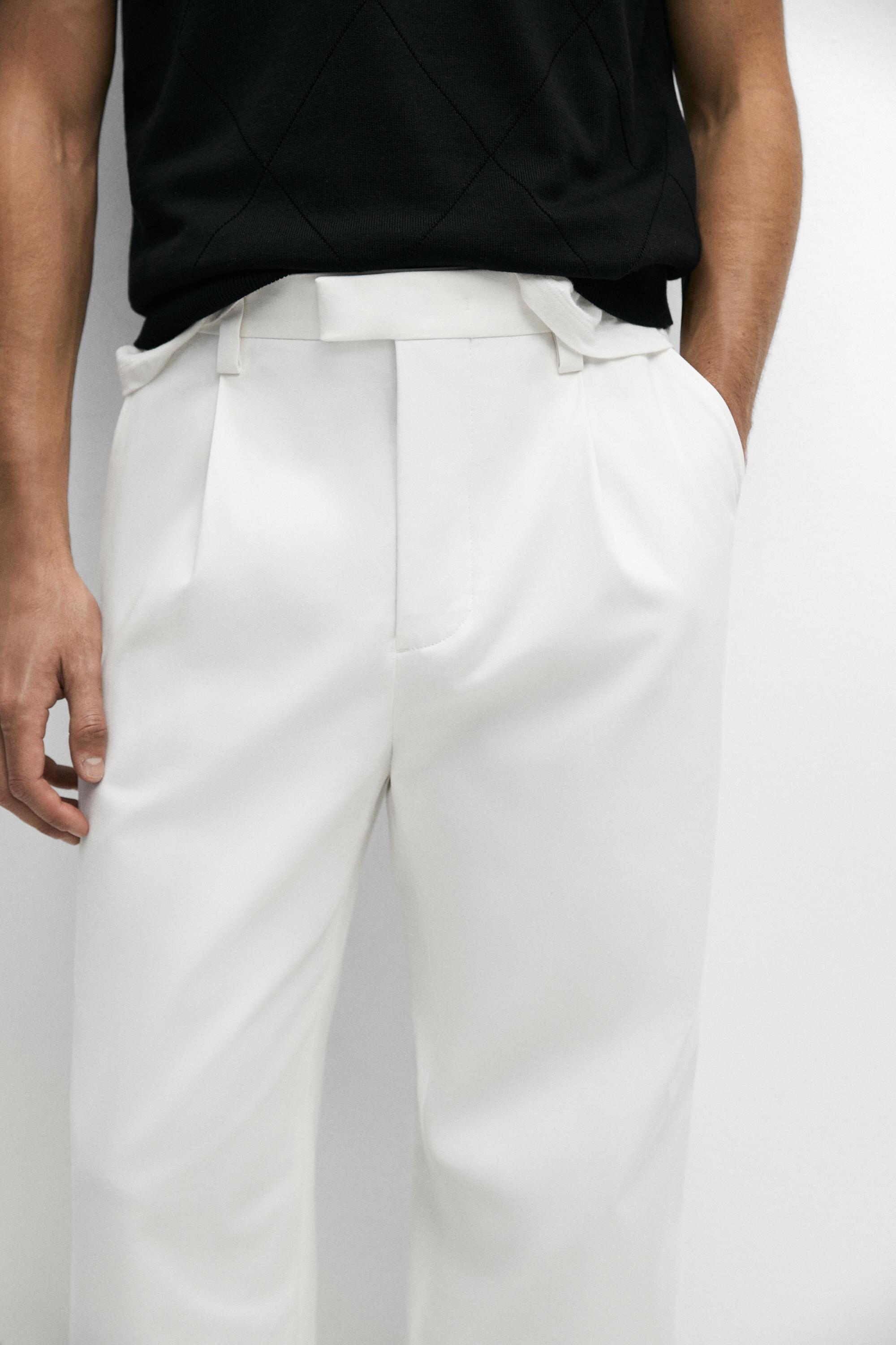 Cotton blend darted trousers — WHITE