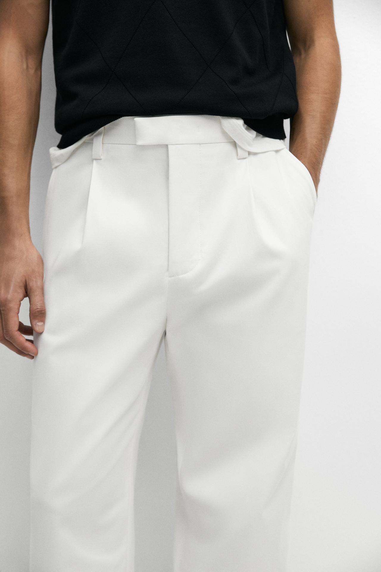Cotton blend darted trousers — WHITE