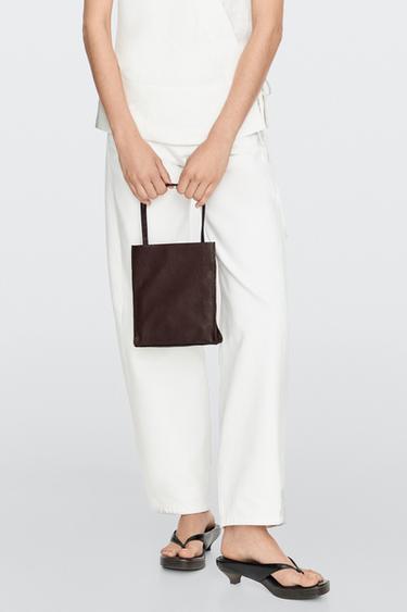 Nappa leather double compartment bag — BROWN 3