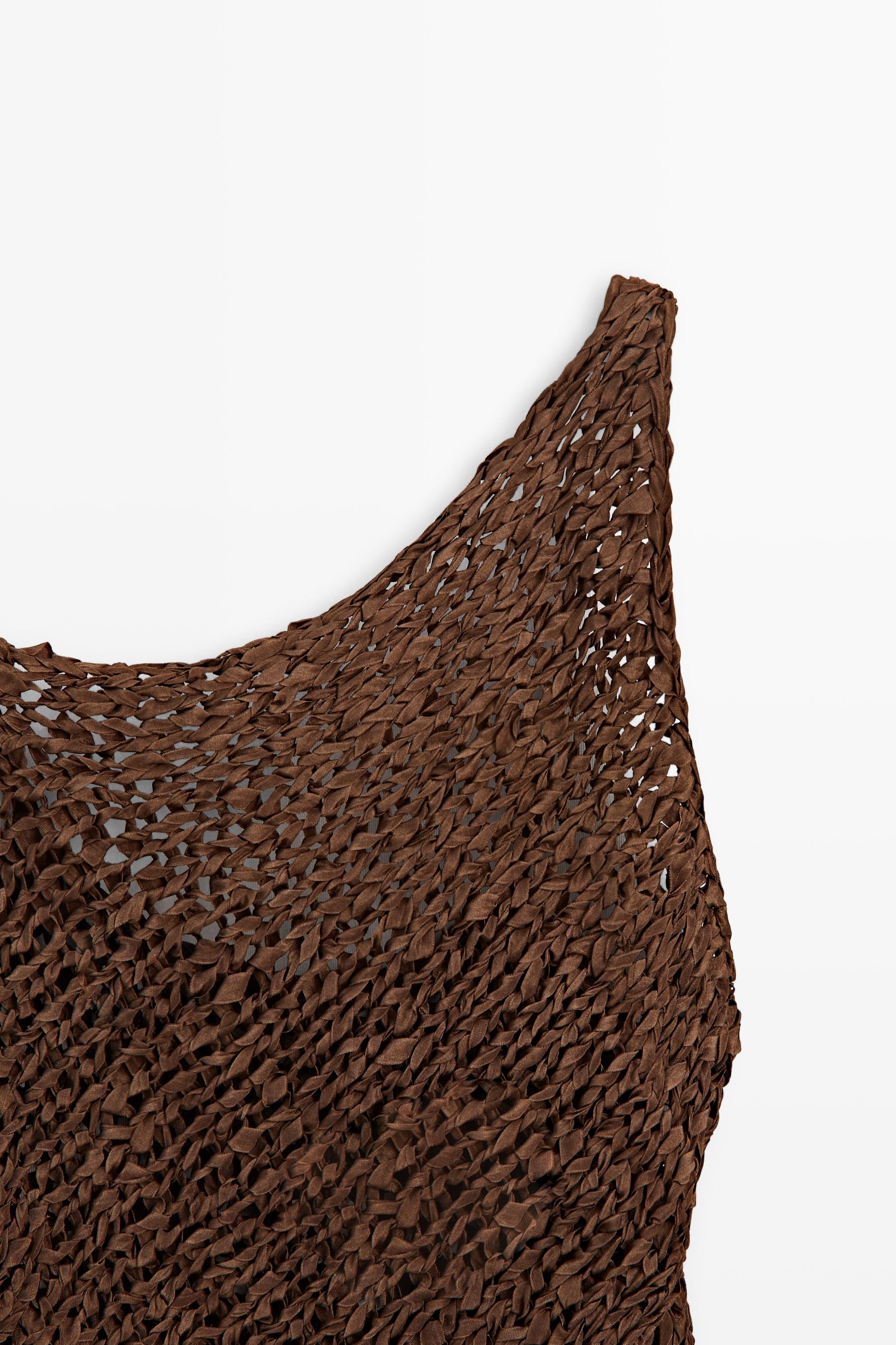 Open-knit asymmetric top - STUDIO — BROWN