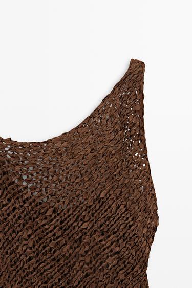 Open-knit asymmetric top - STUDIO — BROWN 4