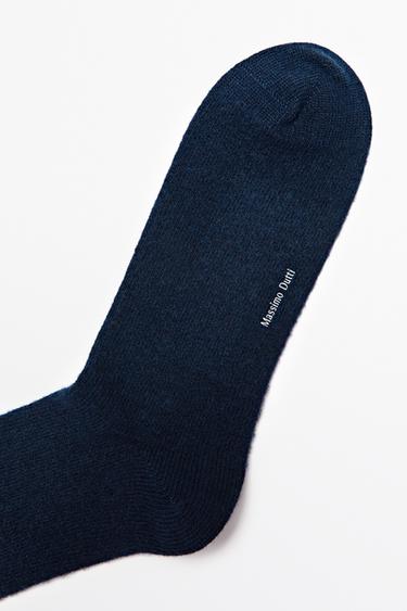 Plain knit wool socks — NAVY BLUE 3