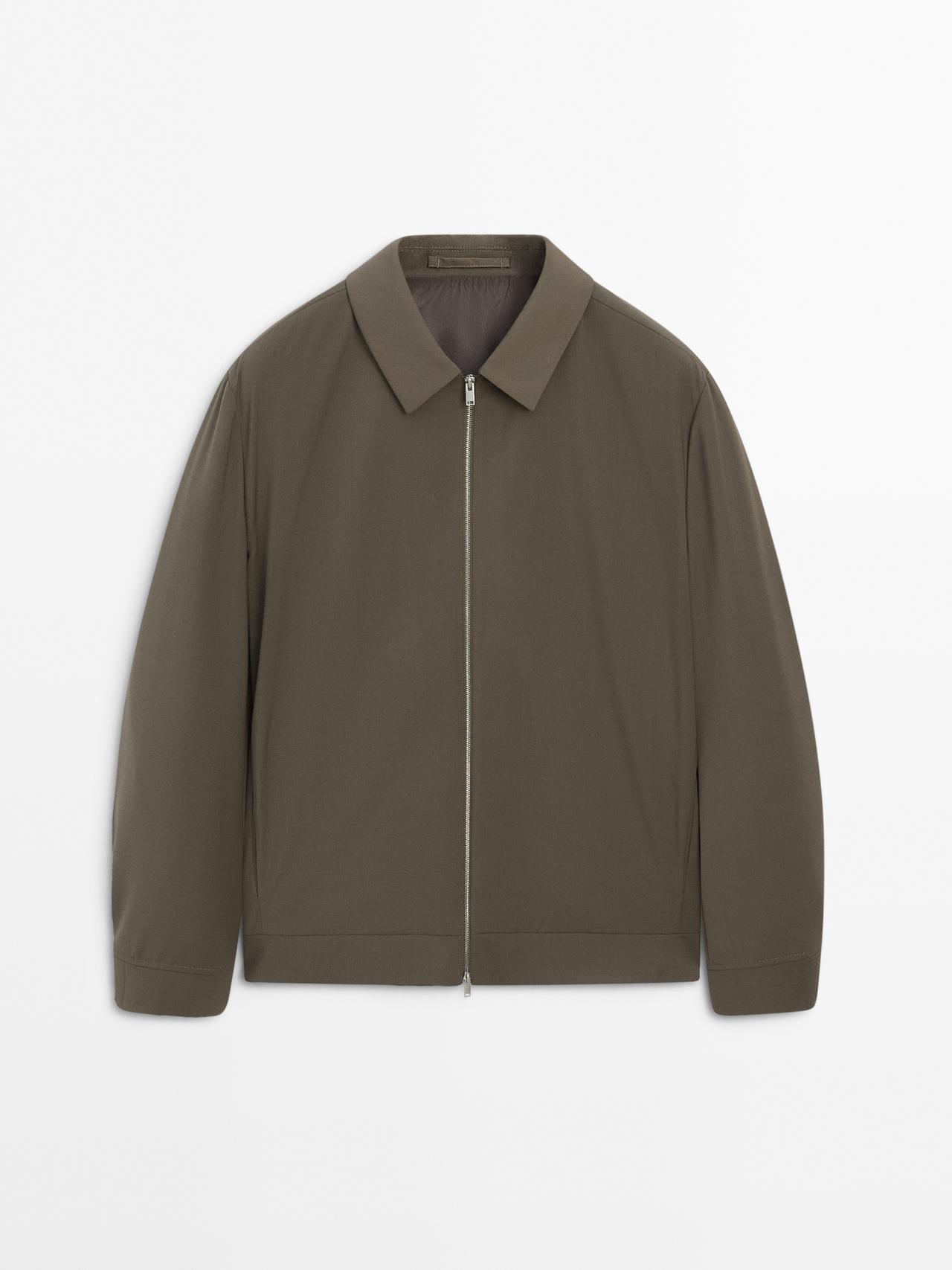 Massimo Dutti - Herre - Total Look-Jakke I Uldblanding - Kaki - Xxl