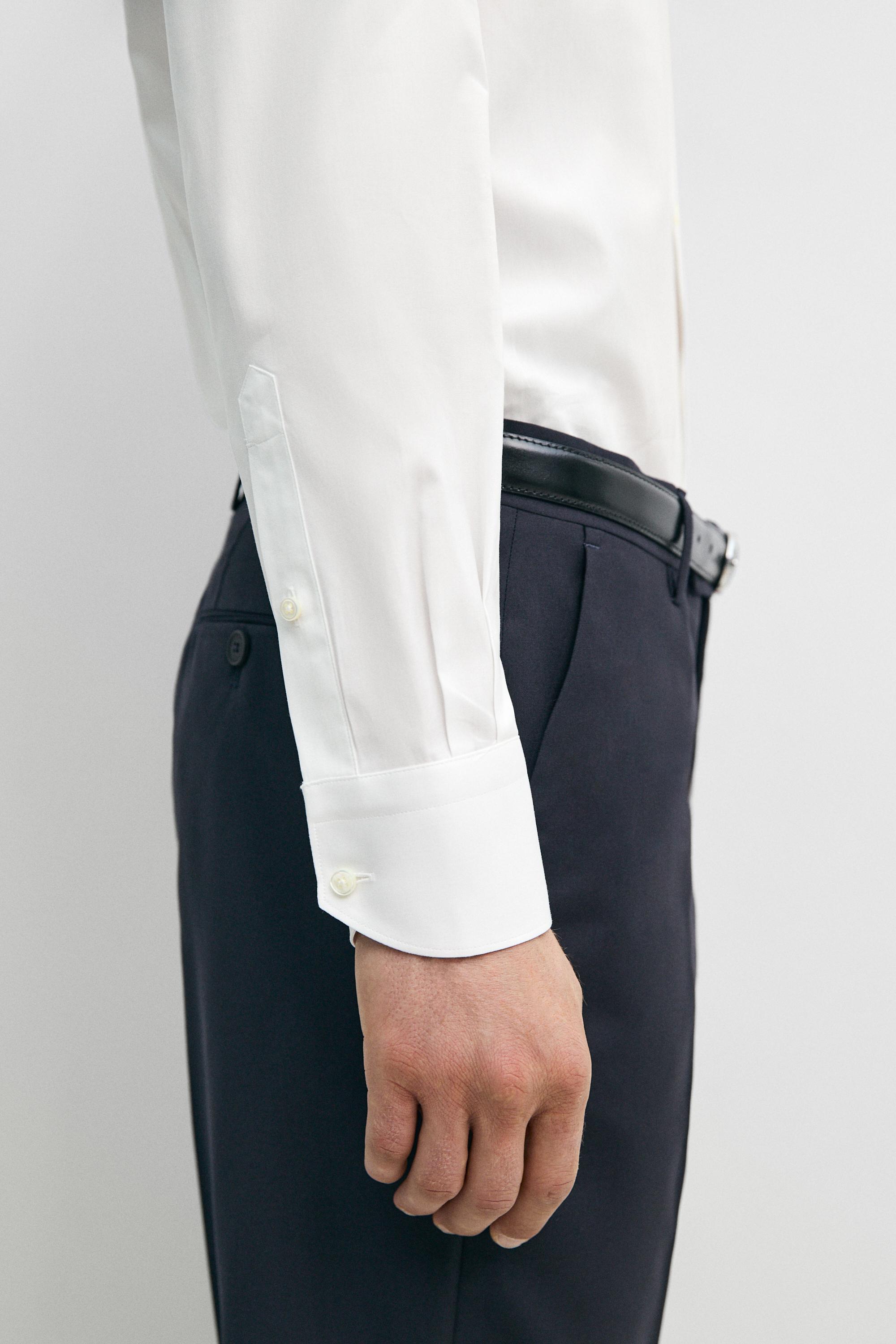 Slim fit 100% cotton shirt — WHITE