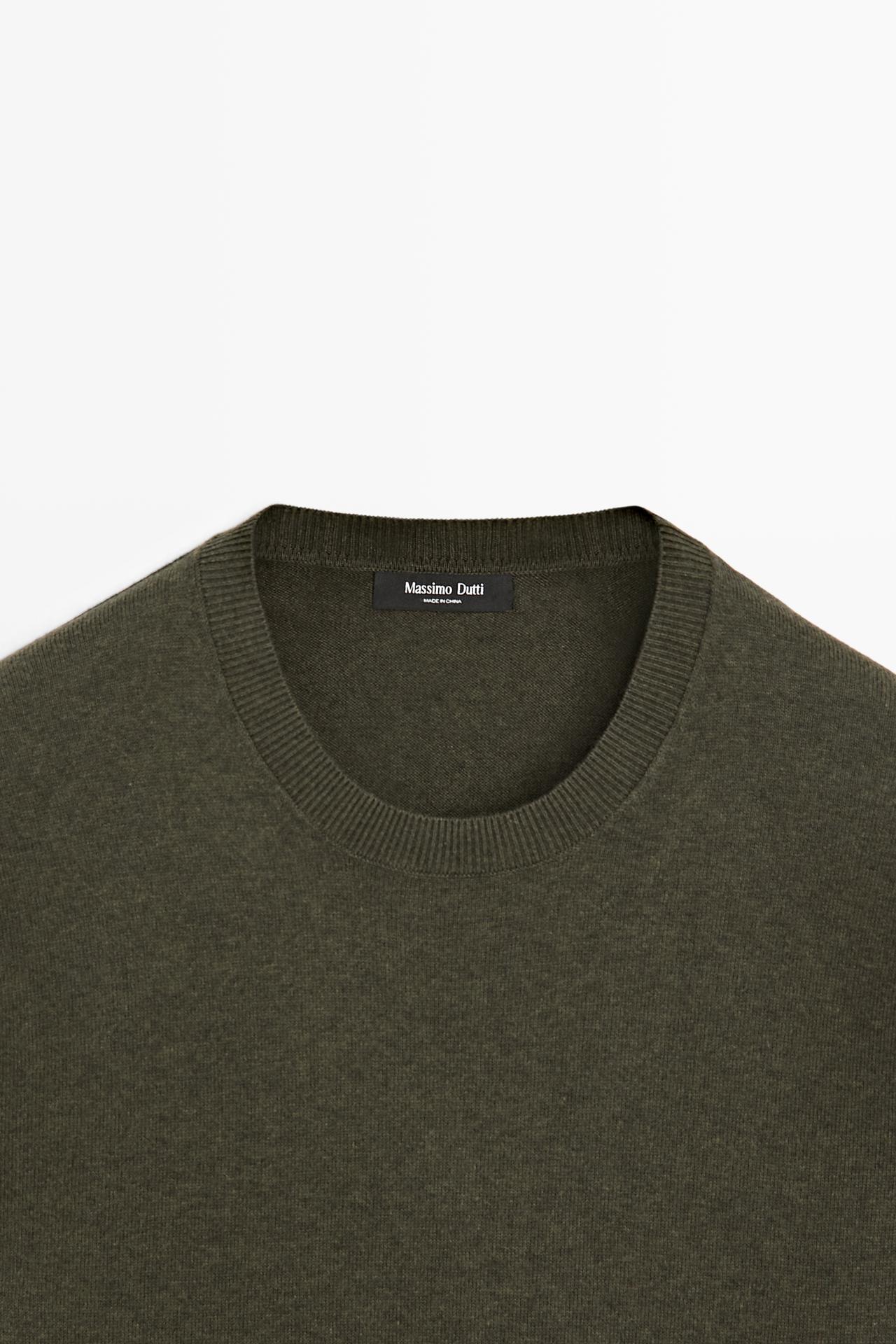 Cotton blend knit sweater — GREEN
