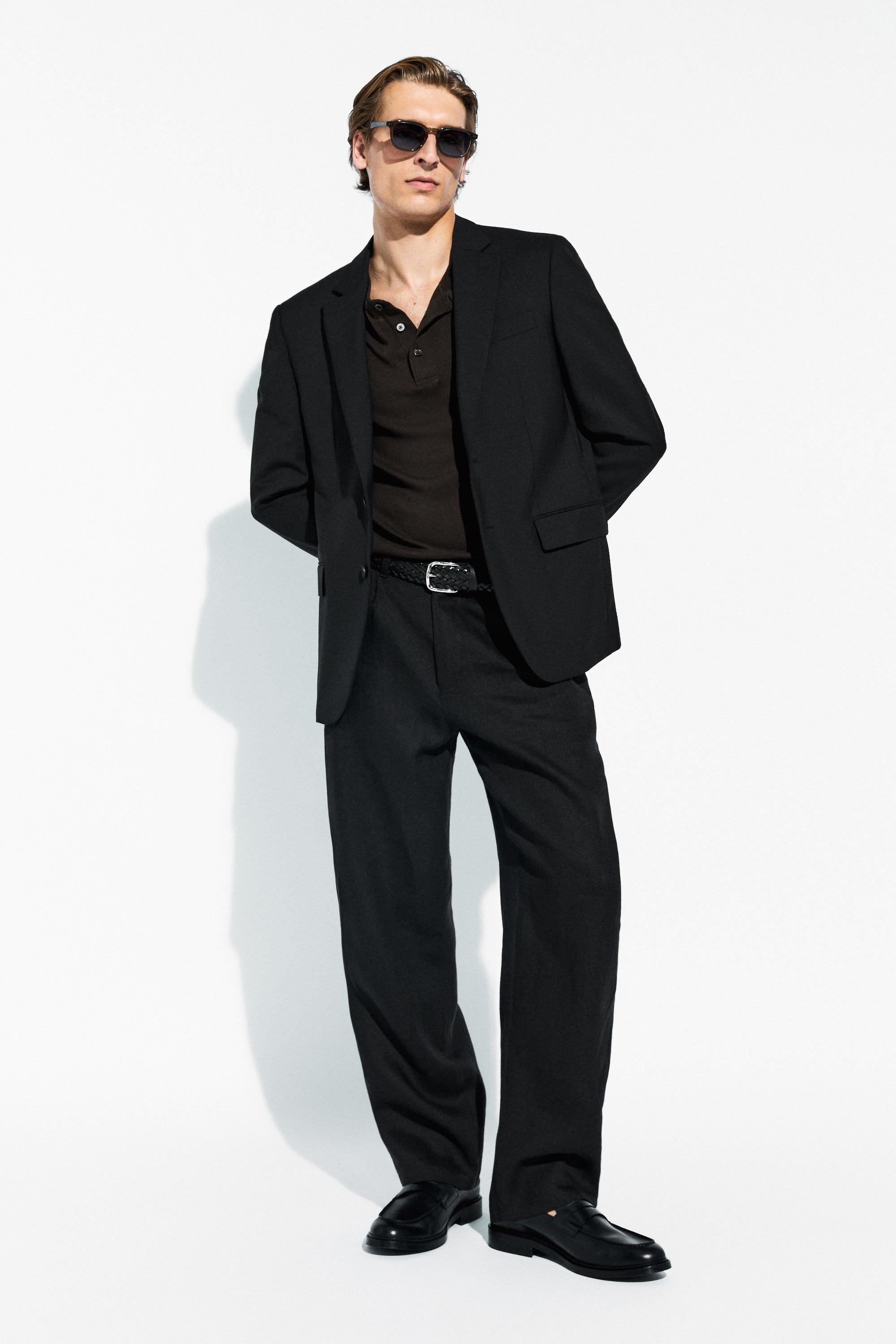 100% linen pants with dart detail — BLACK