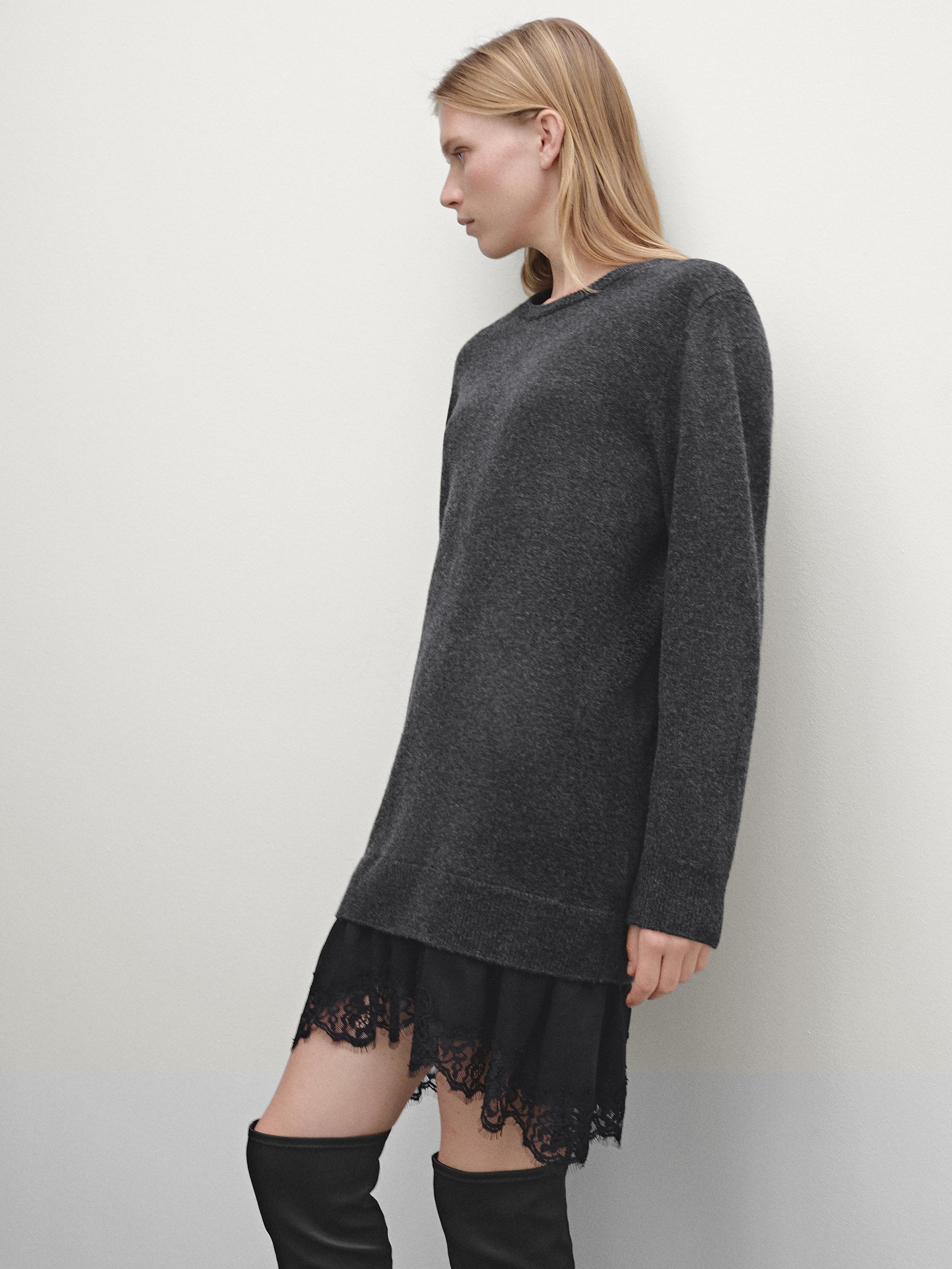 Massimo Dutti【NEW】Knit dress with lace trim hem 06602606829-o10.jpg?ts=