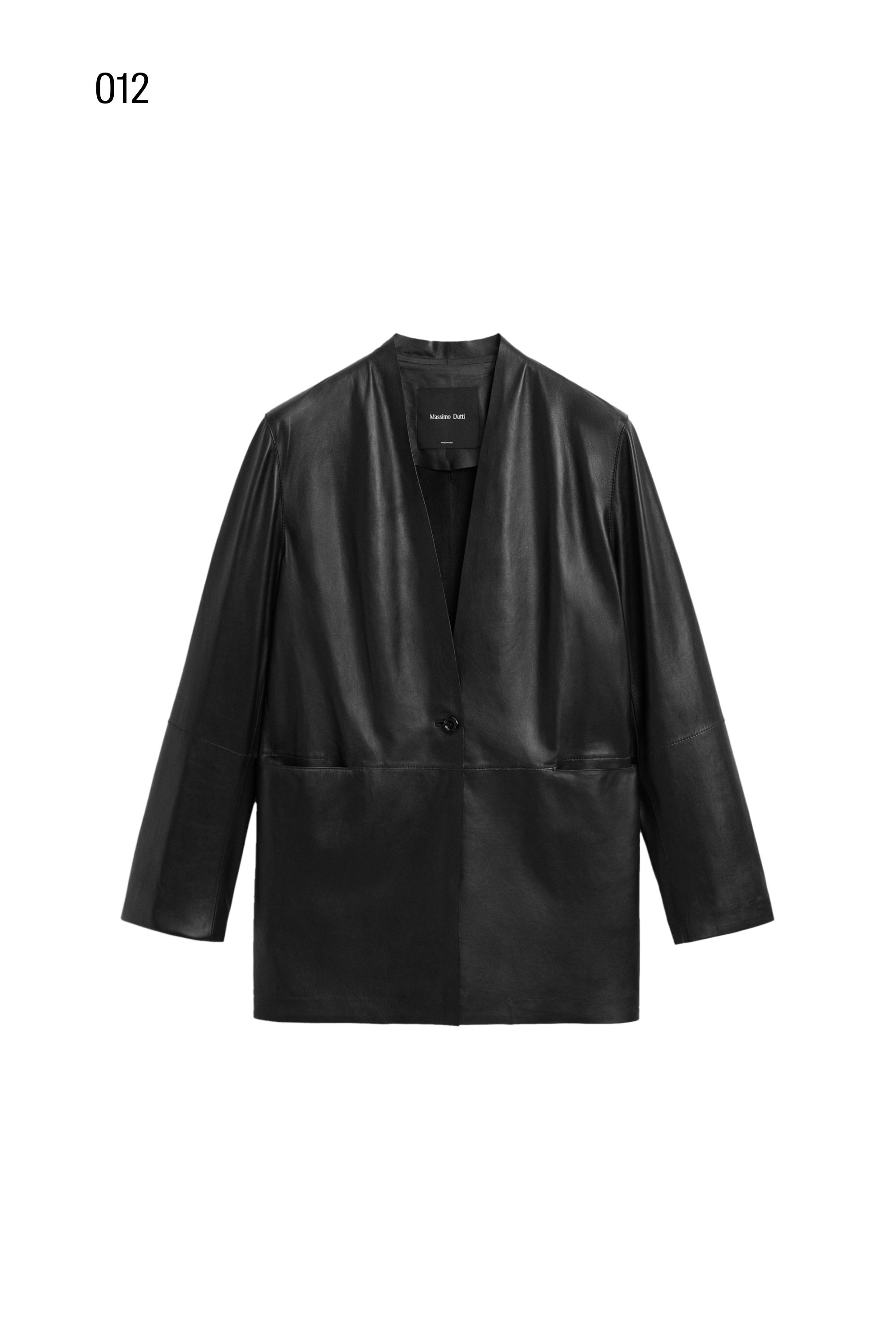 Single-button 100% nappa leather blazer — BLACK
