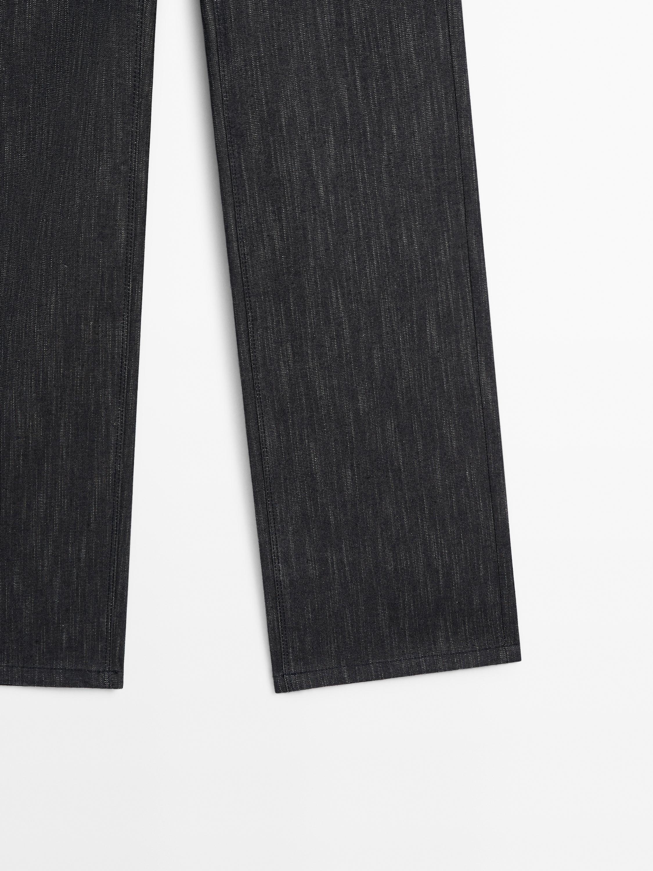 Straight-leg flecked cotton blend trousers