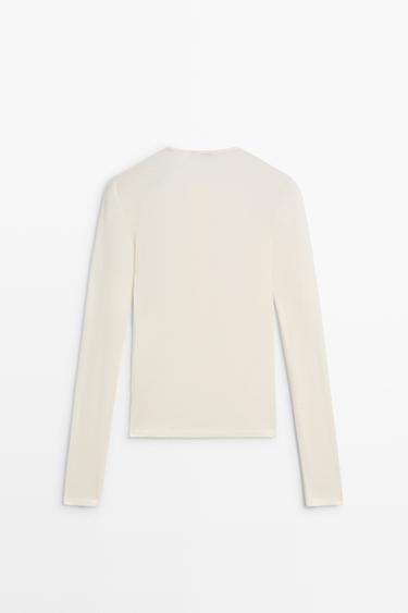 Long sleeve cotton blend henley — CREAM 6