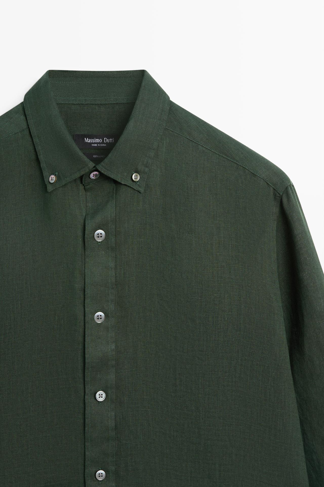 100% linen regular fit shirt — BLUISH GREEN