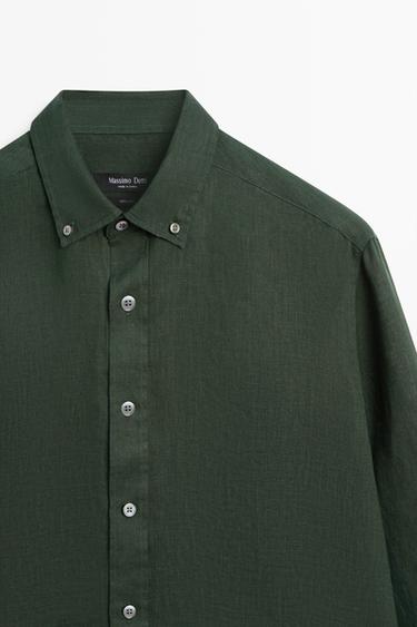 100% linen regular fit shirt — BLUISH GREEN 4