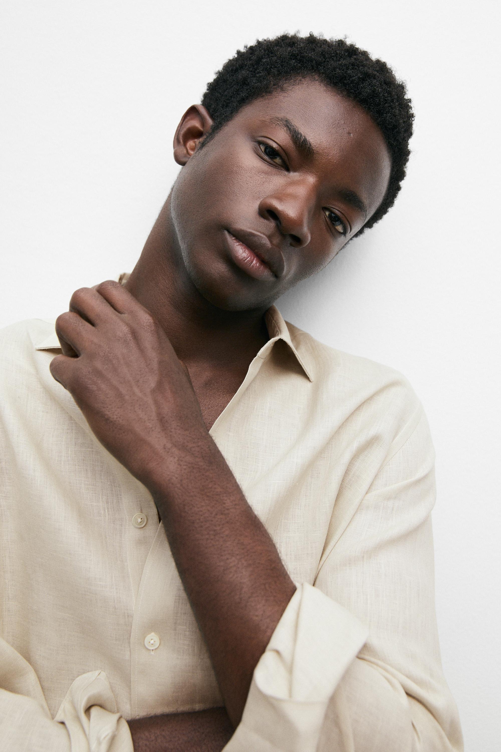 Regular fit 100% extra-fine linen shirt — BEIGE