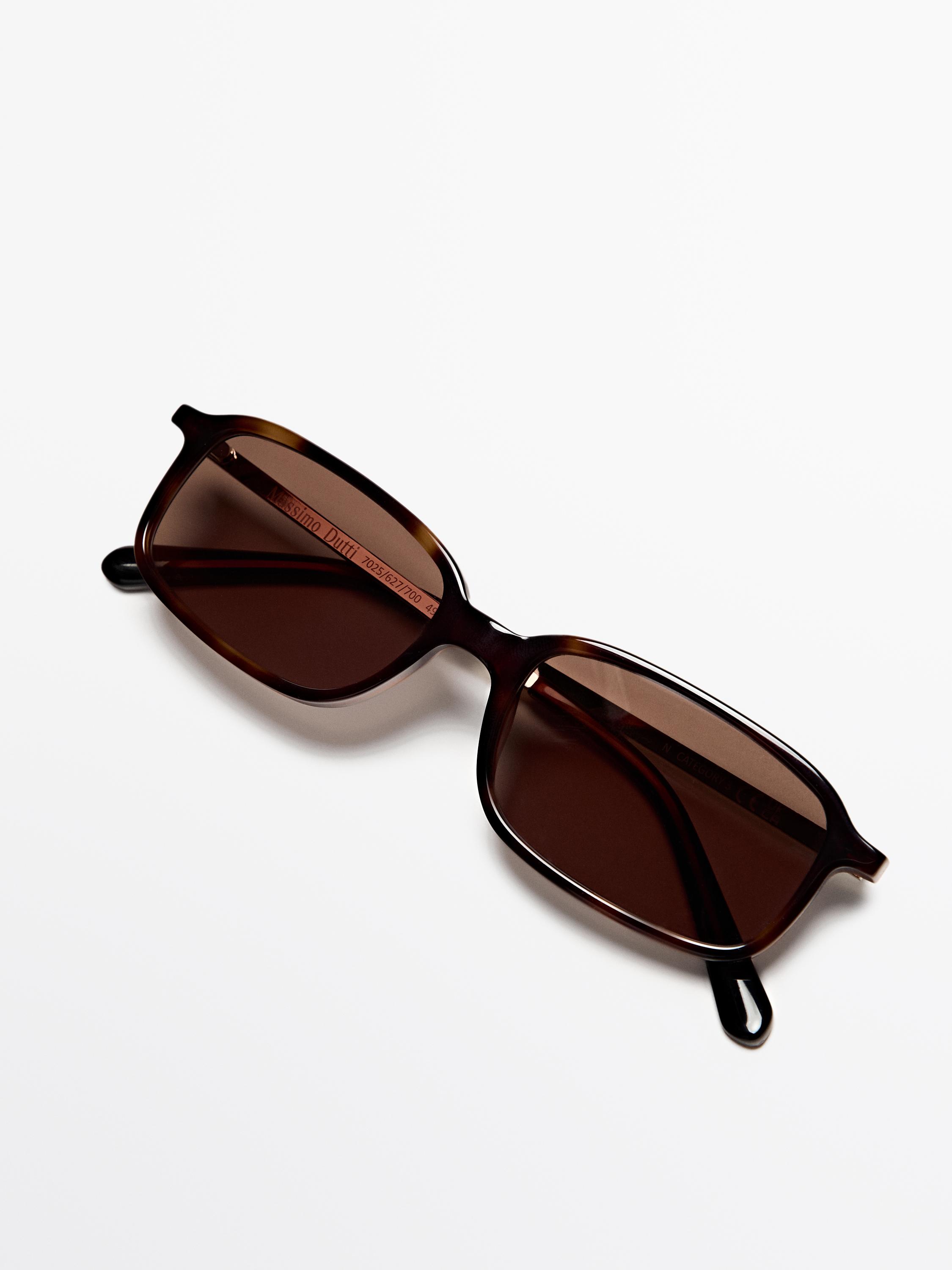 Contrast rectangular sunglasses — BROWN