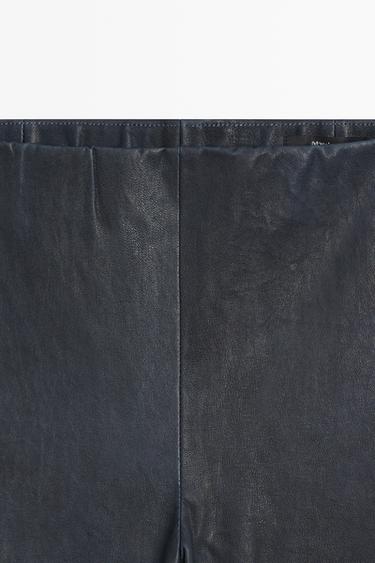 Nappa leather flare fit leggings — BLUE 4