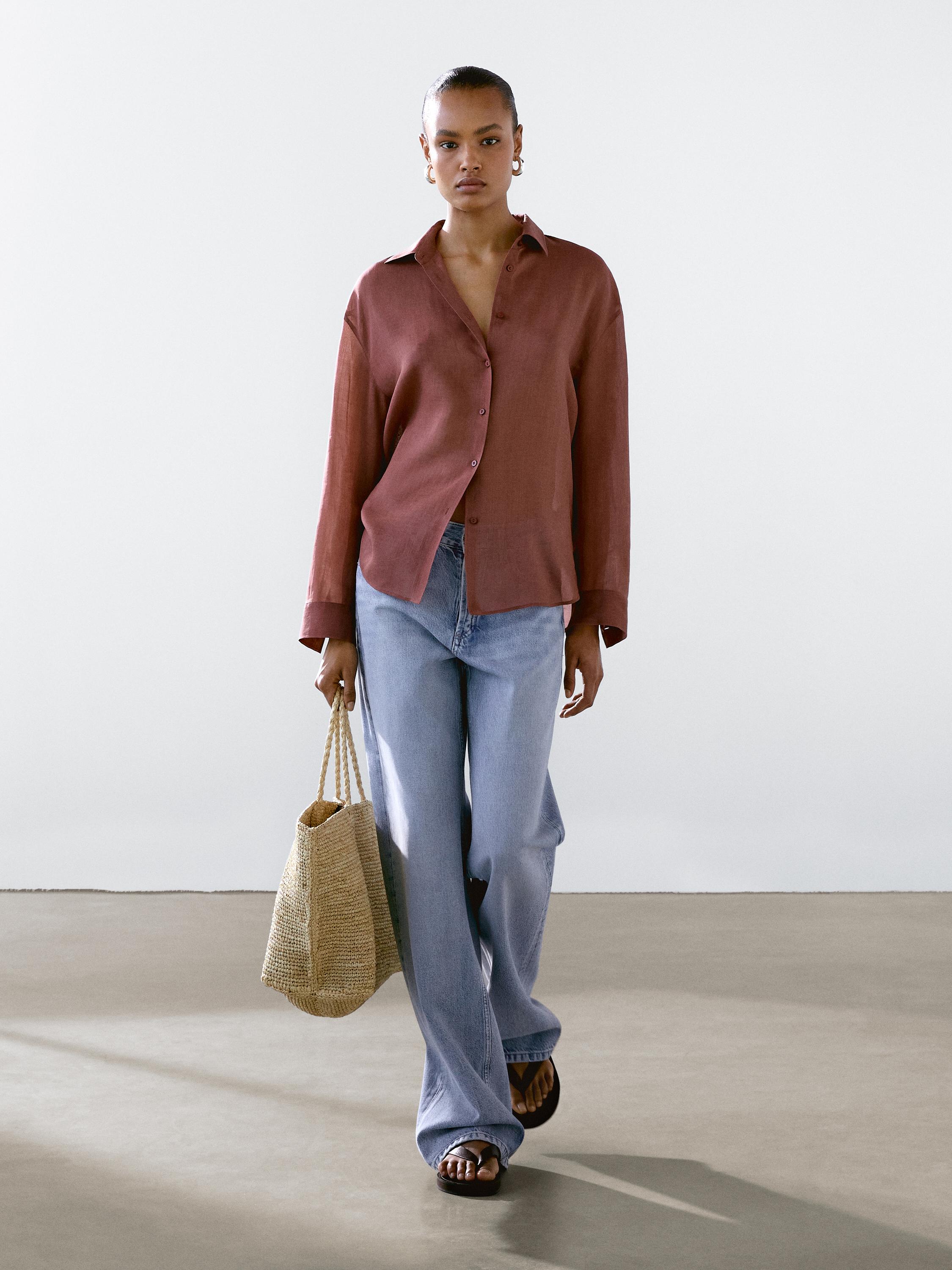 Flowing ramie blend shirt