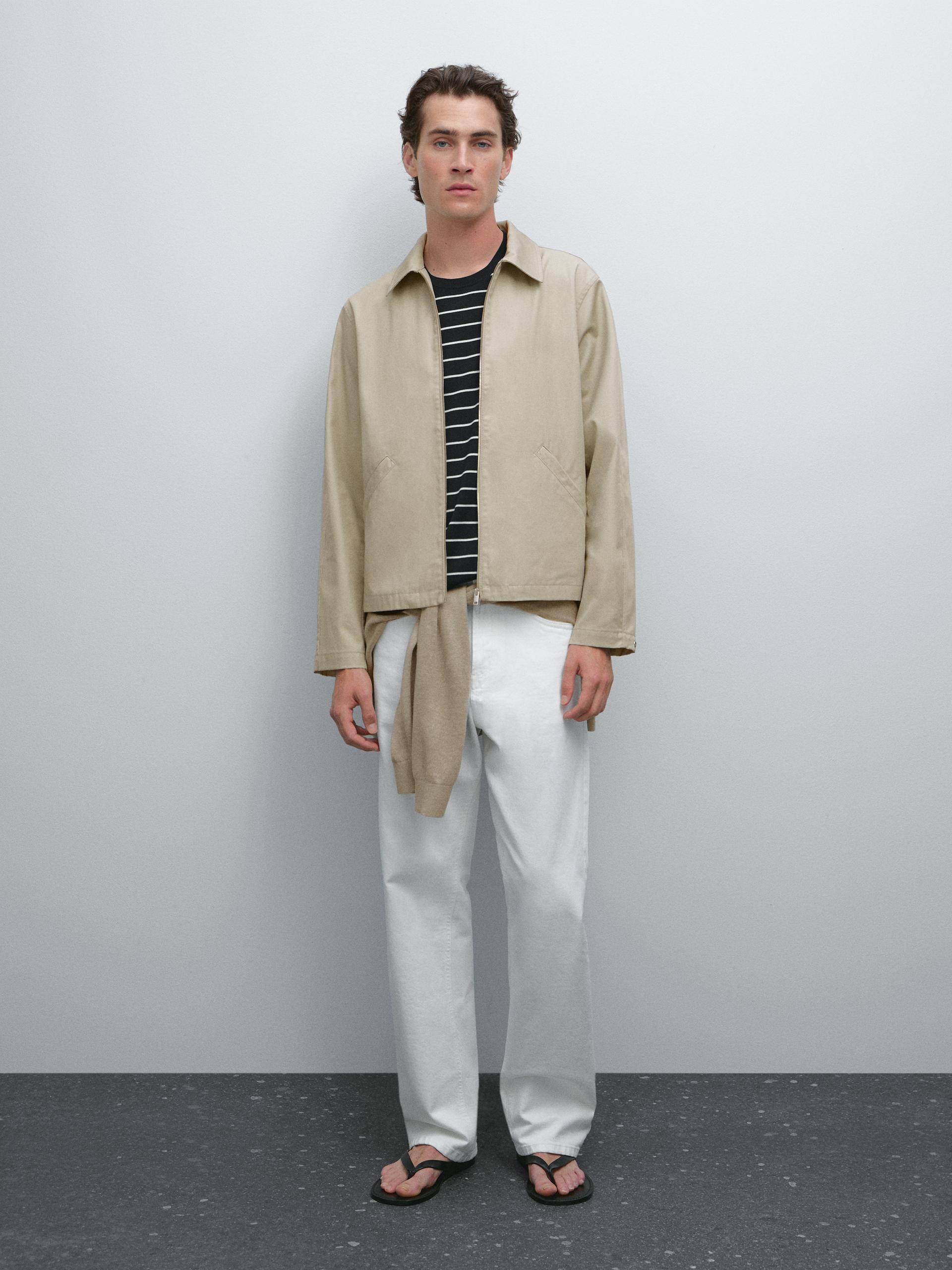 Veste En Tissu Déperlant - Sable - L - Massimo Dutti - Homme