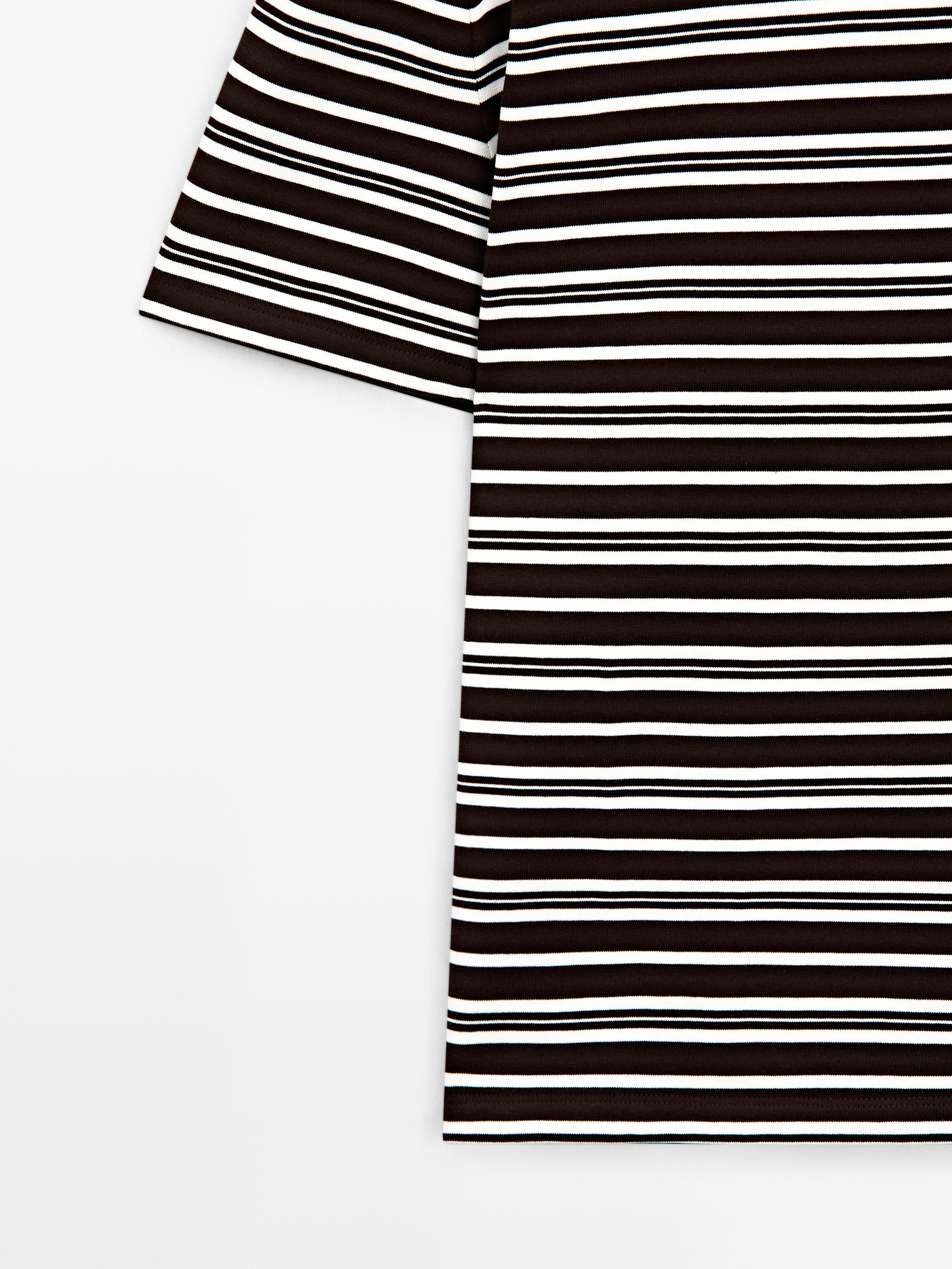 Striped short sleeve T-shirt — BROWN