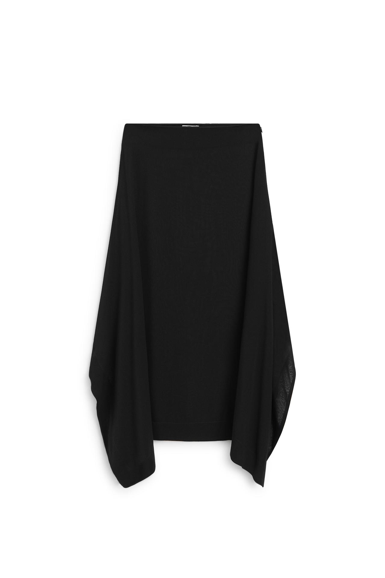 Semi-sheer asymmetric midi skirt - LIMITED EDITION — BLACK