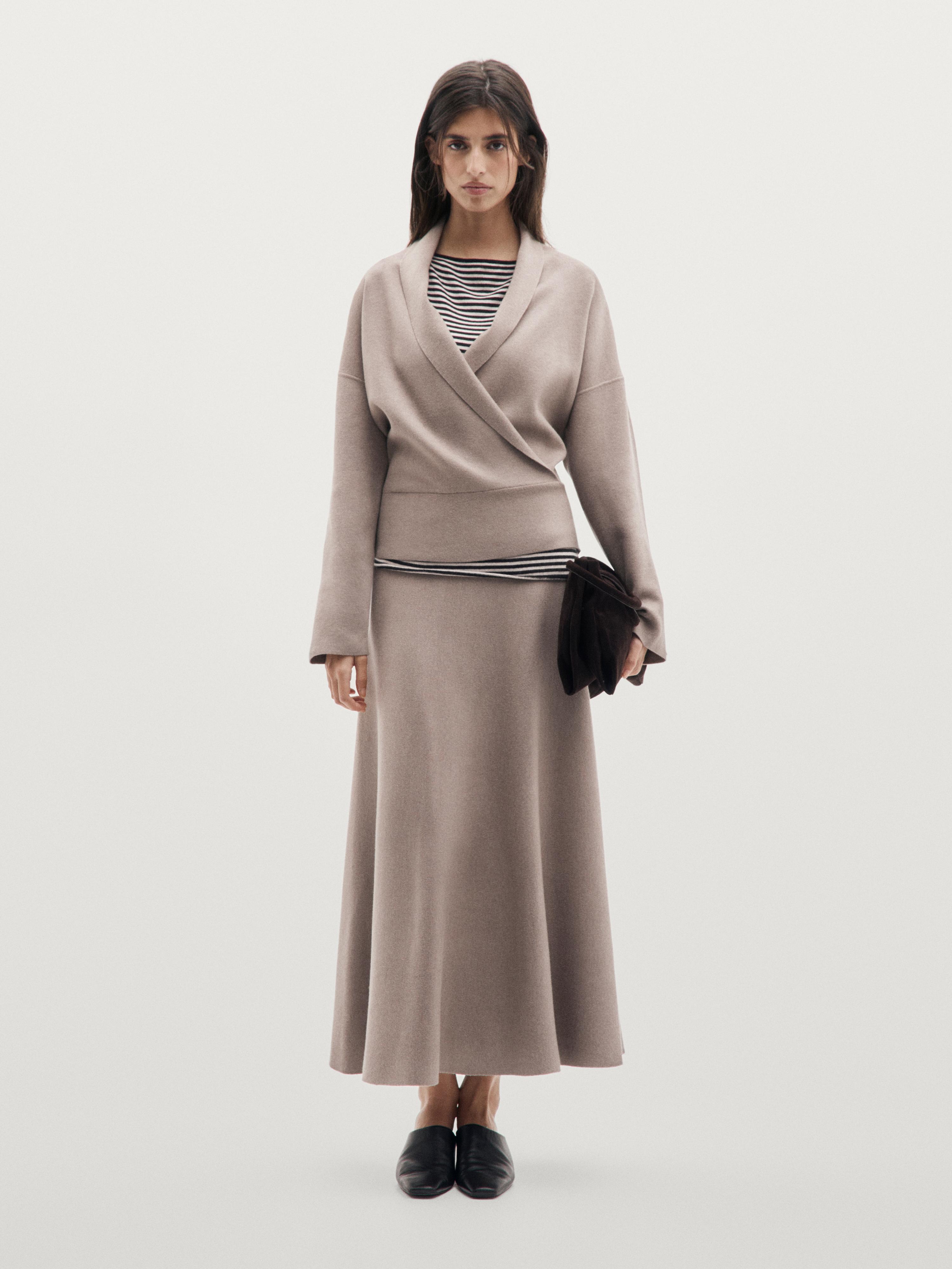 Knit flared midi skirt