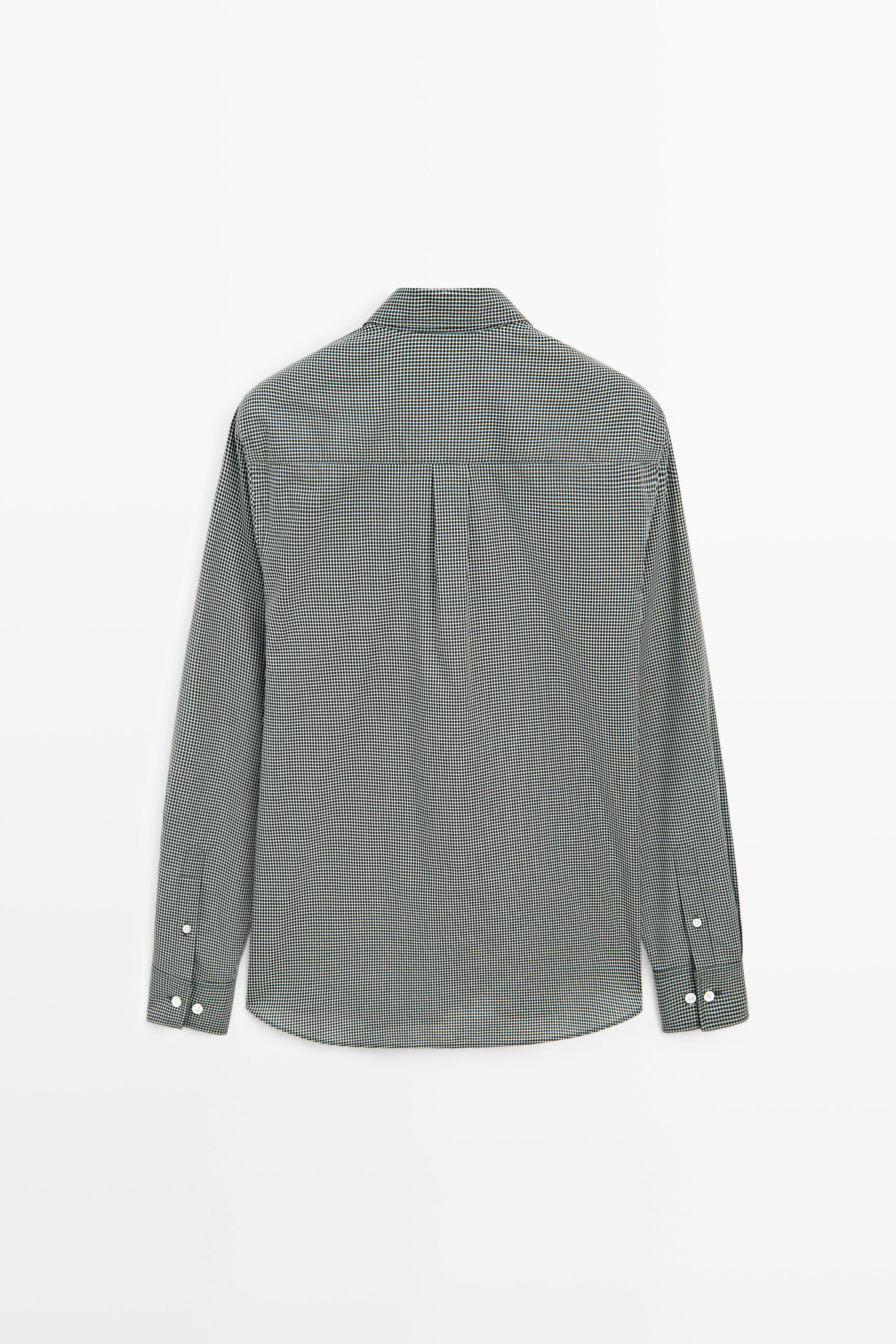 100% cotton check regular fit shirt — BOTTLE GREEN
