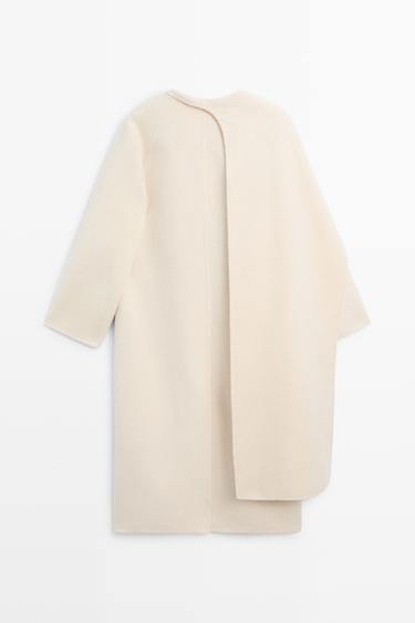 100% wool long coat with scarf — Off white 6