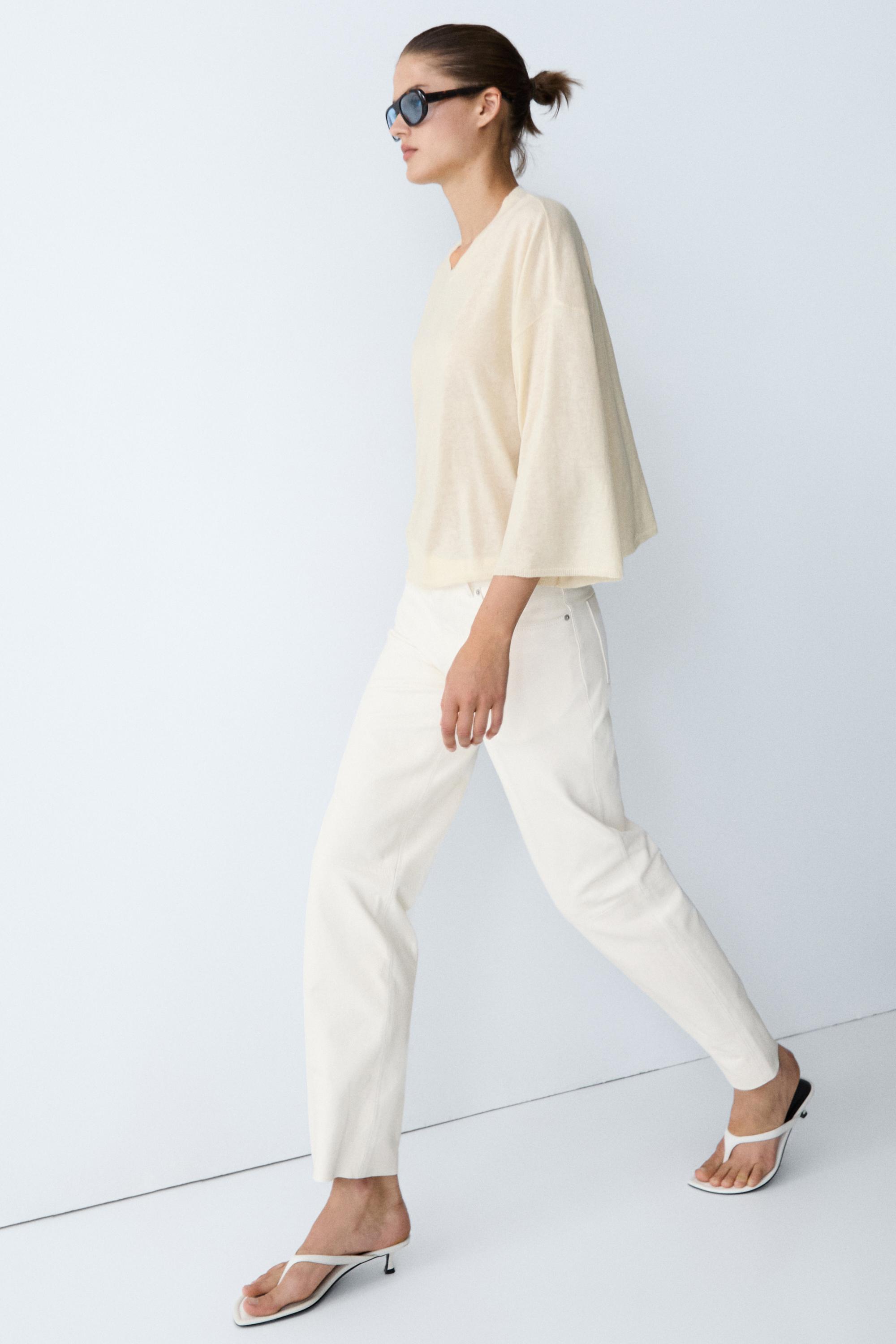 Round neck knit sweater — Vanilla
