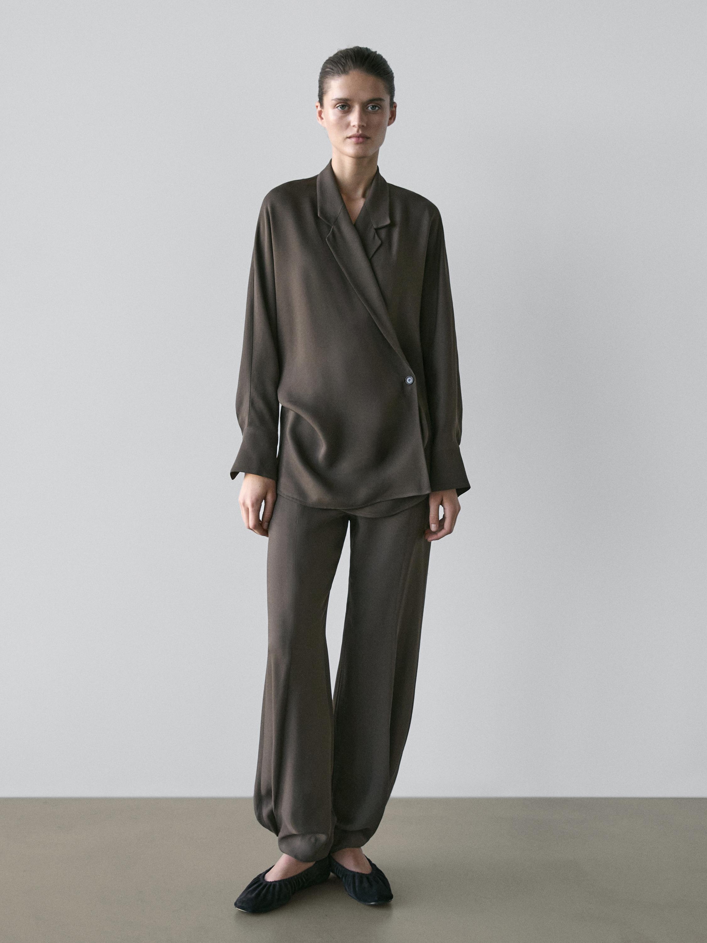 Flowing sarouel trousers — Greyish green