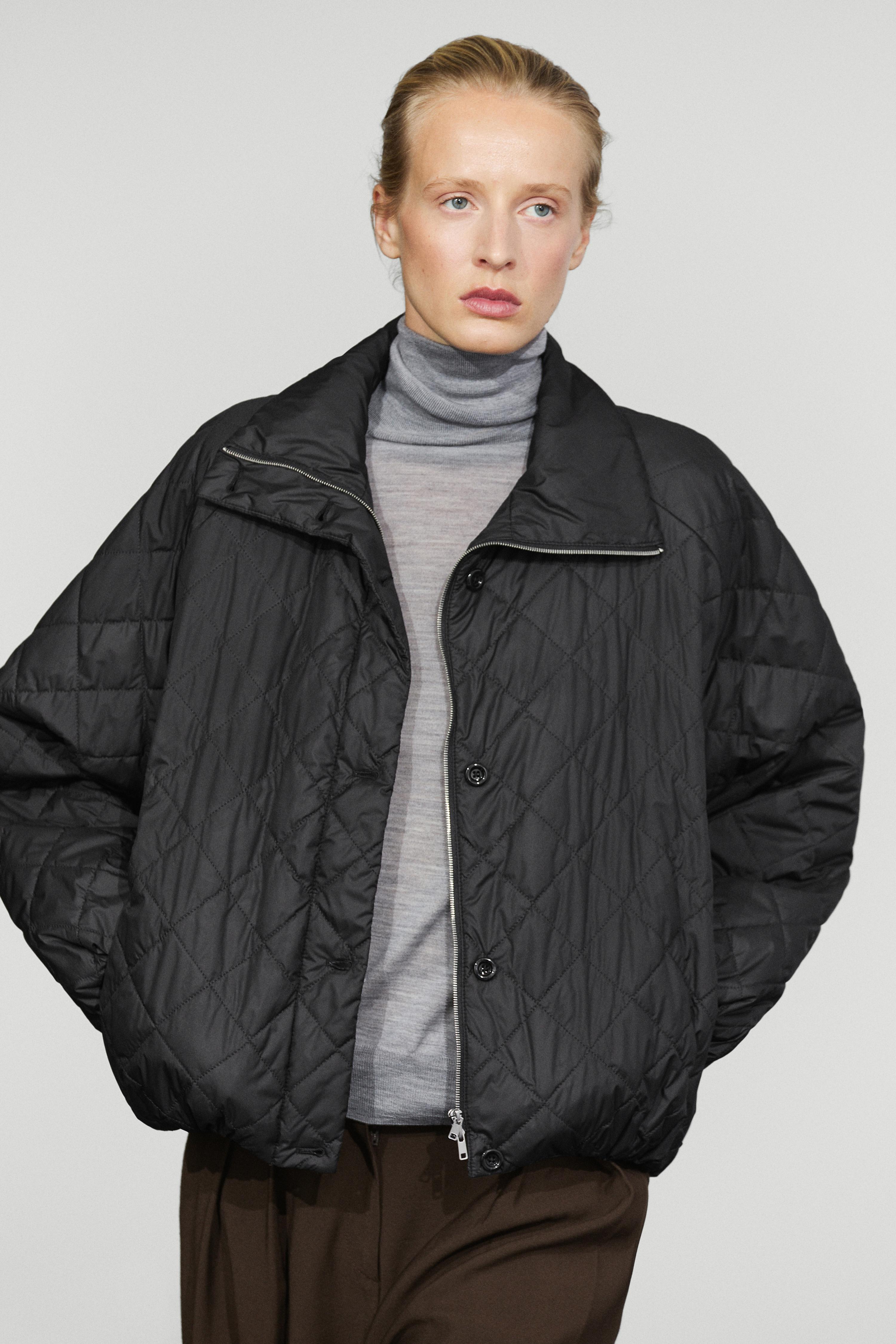 High neck quilted bomber jacket
