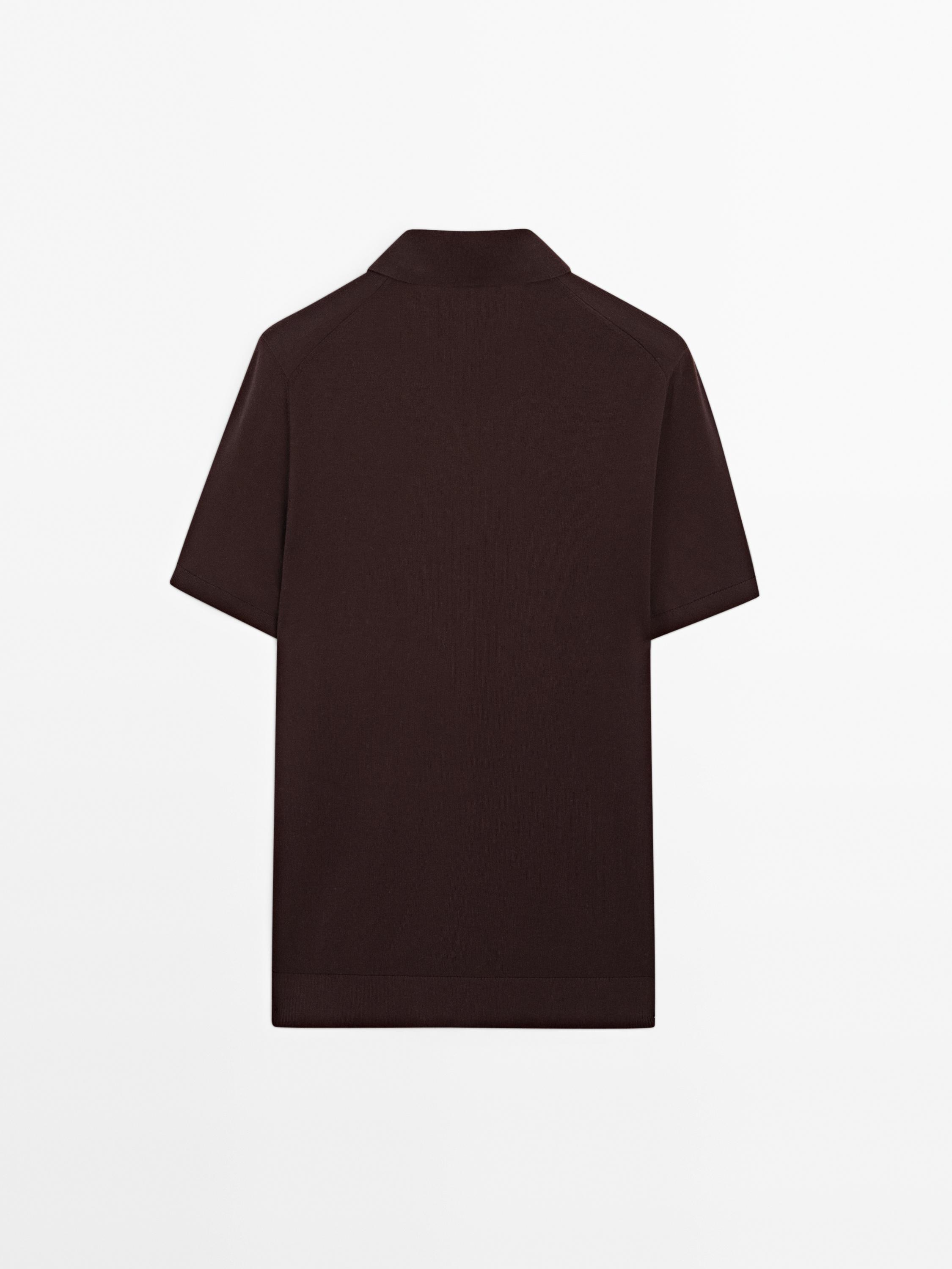 Short sleeve cotton knit polo shirt