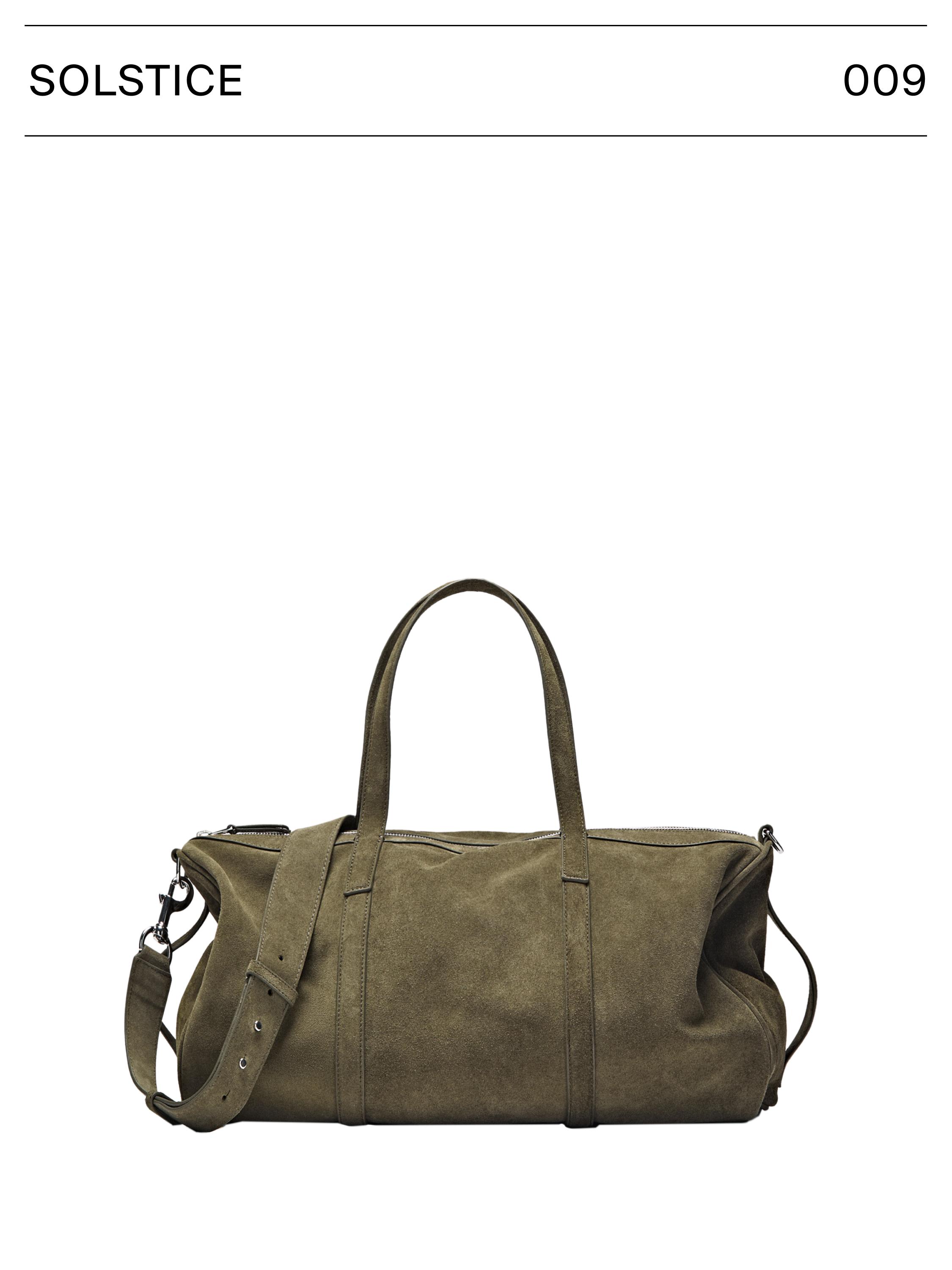 Suede leather travel bag — KHAKI