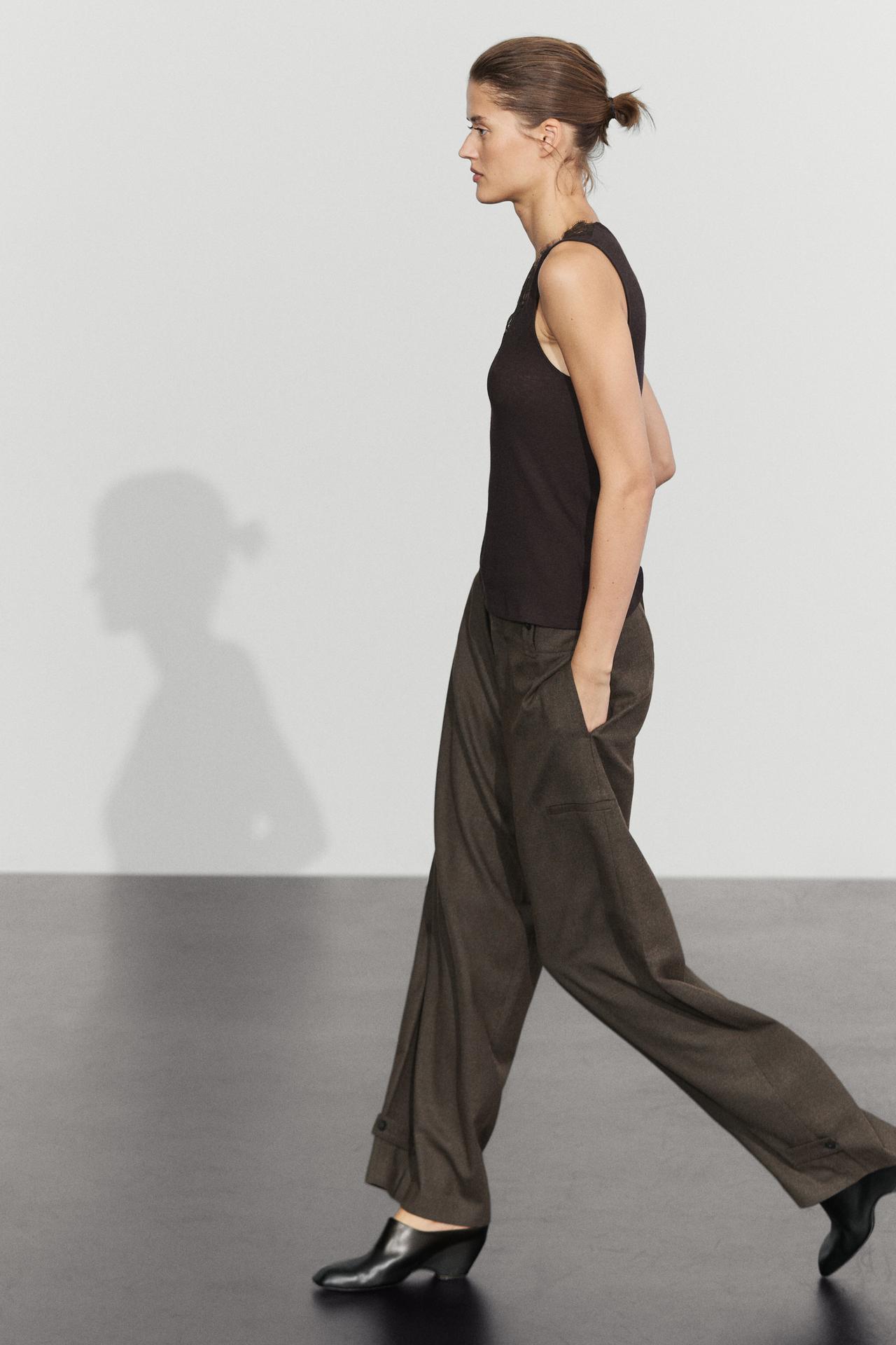 Cotton-blend camisole — BROWN
