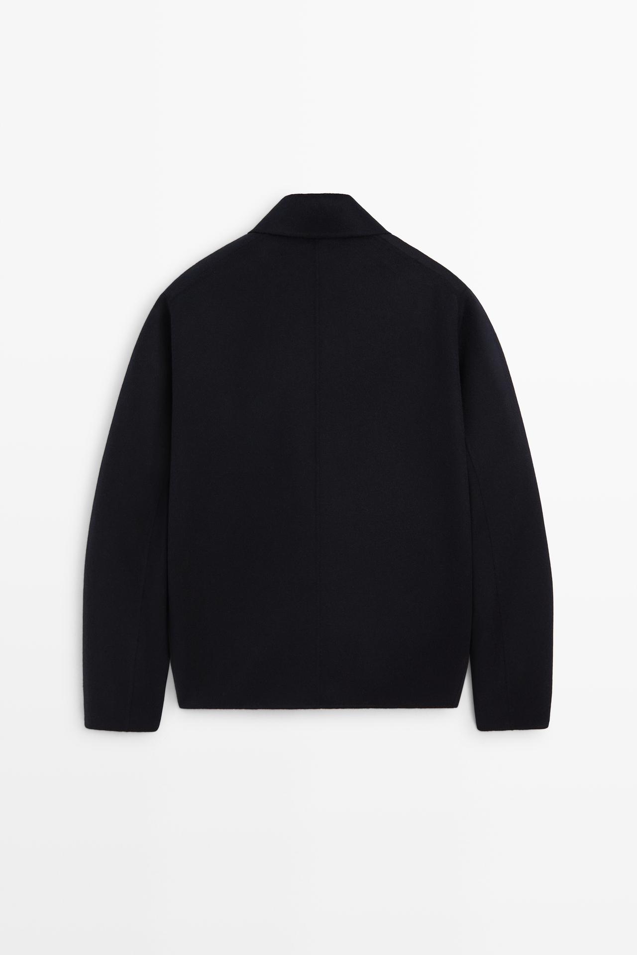 Double wool short coat — DEEP BLUE