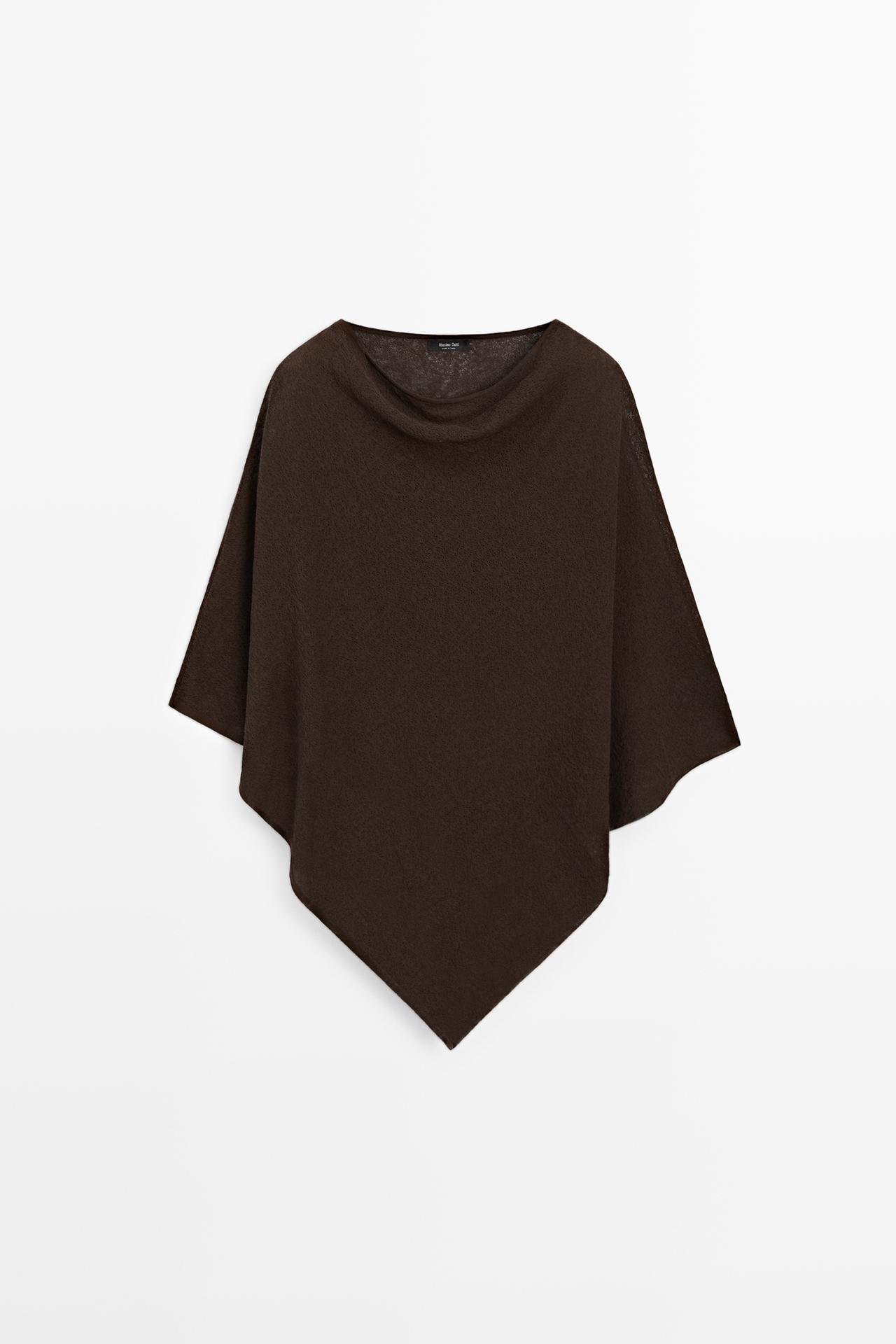 Massimo Dutti - Dames - Asymmetrische Katoenen Cape - Bruin - M
