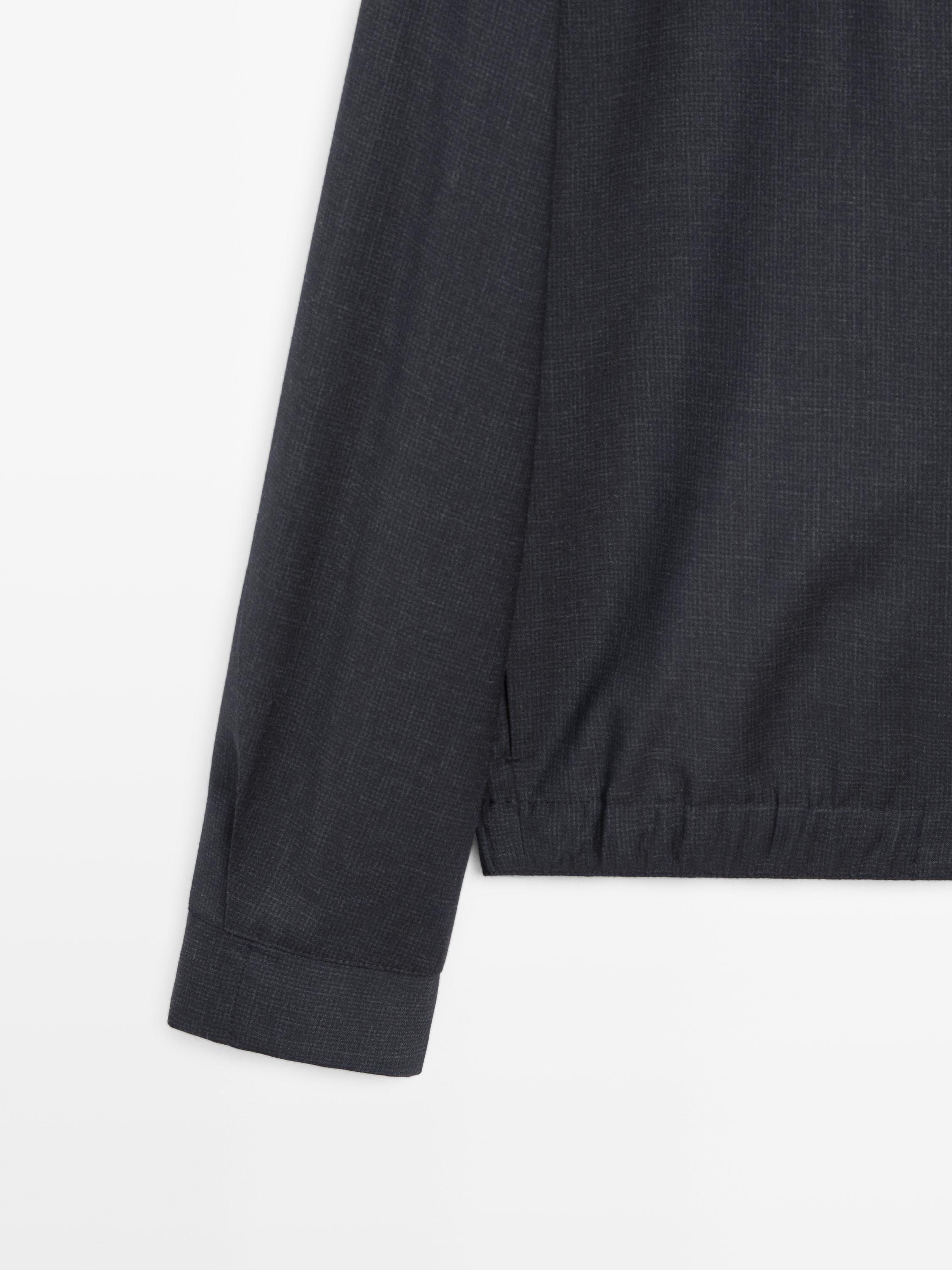 Houndstooth wool jacket — NAVY BLUE