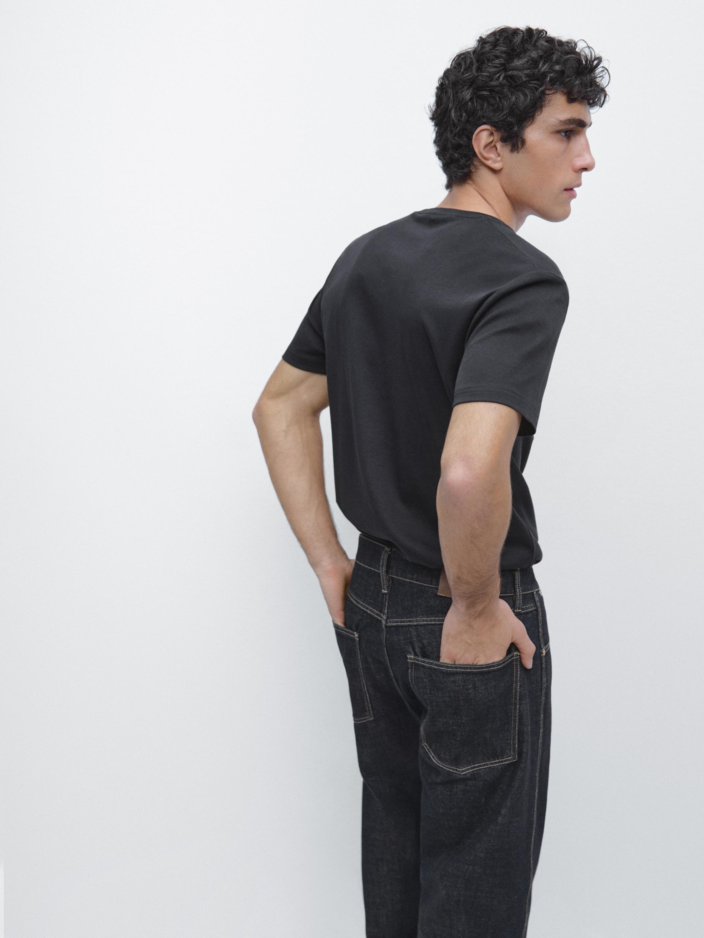 100% mercerised cotton T-shirt — NAVY BLUE