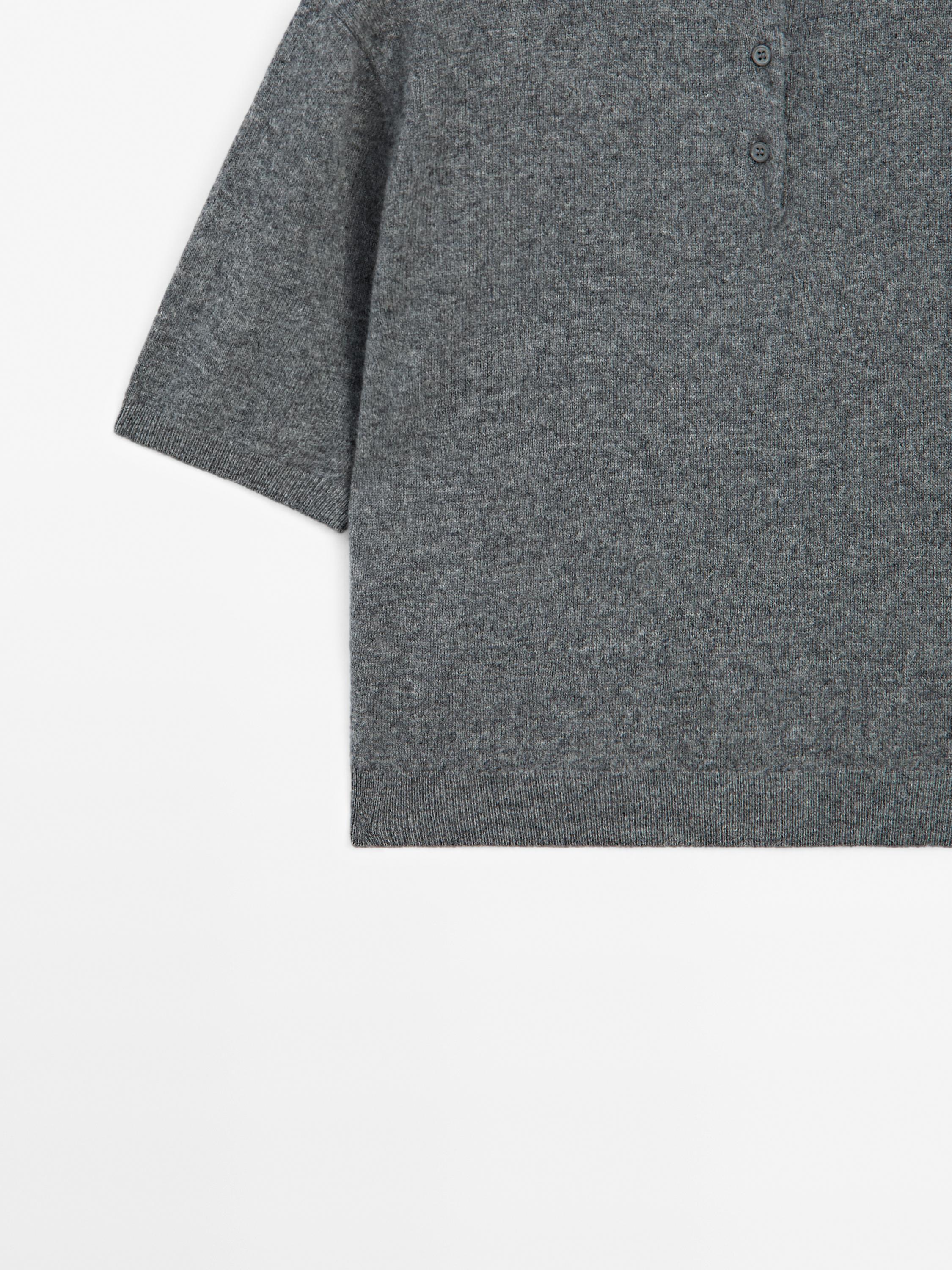 100% cashmere knit short sleeve sweater