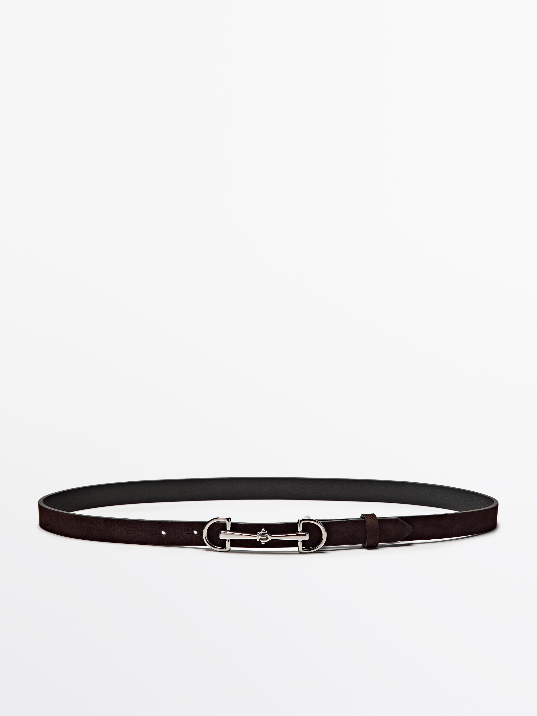 Nubuck leather equestrian belt — BROWN