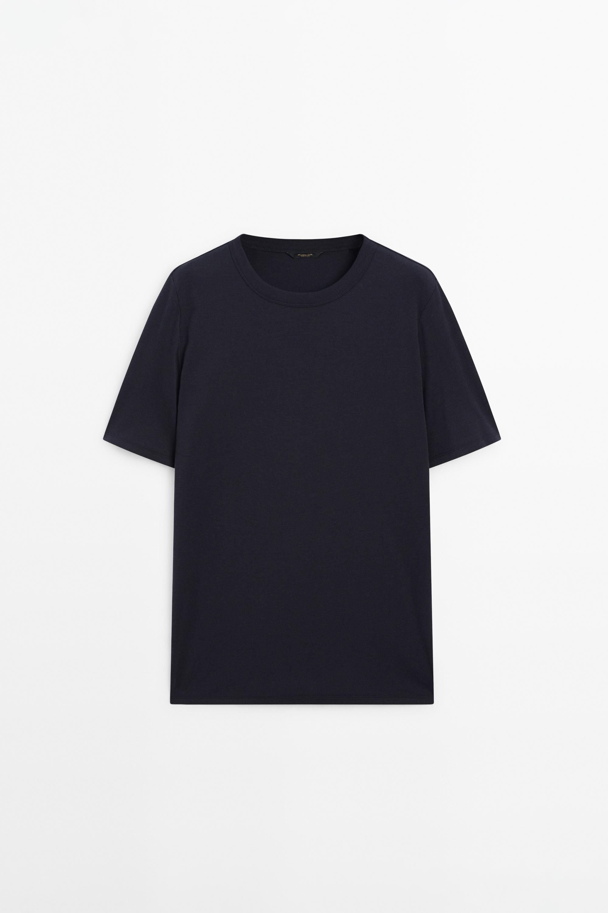 Short sleeve cotton and silk T-shirt