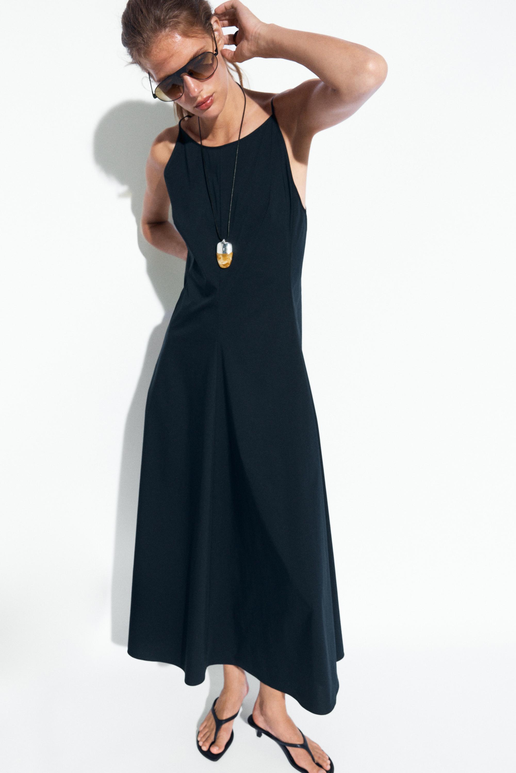 Poplin dress with thin straps