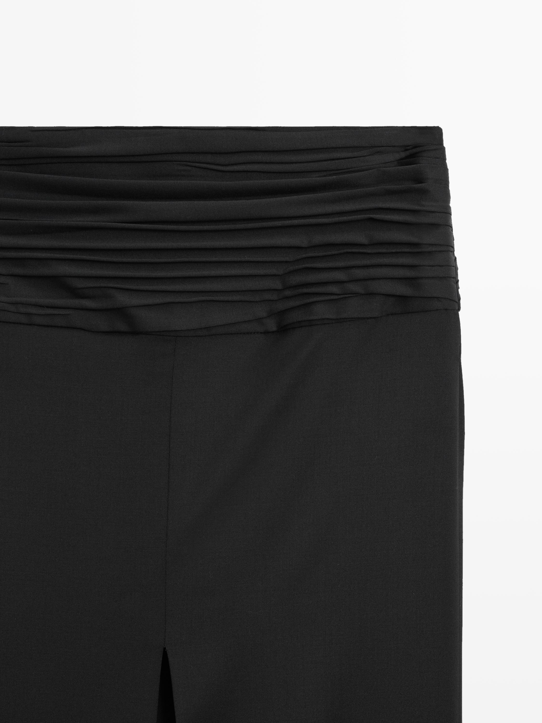 Straight midi skirt with gathered sash - STUDIO — BLACK