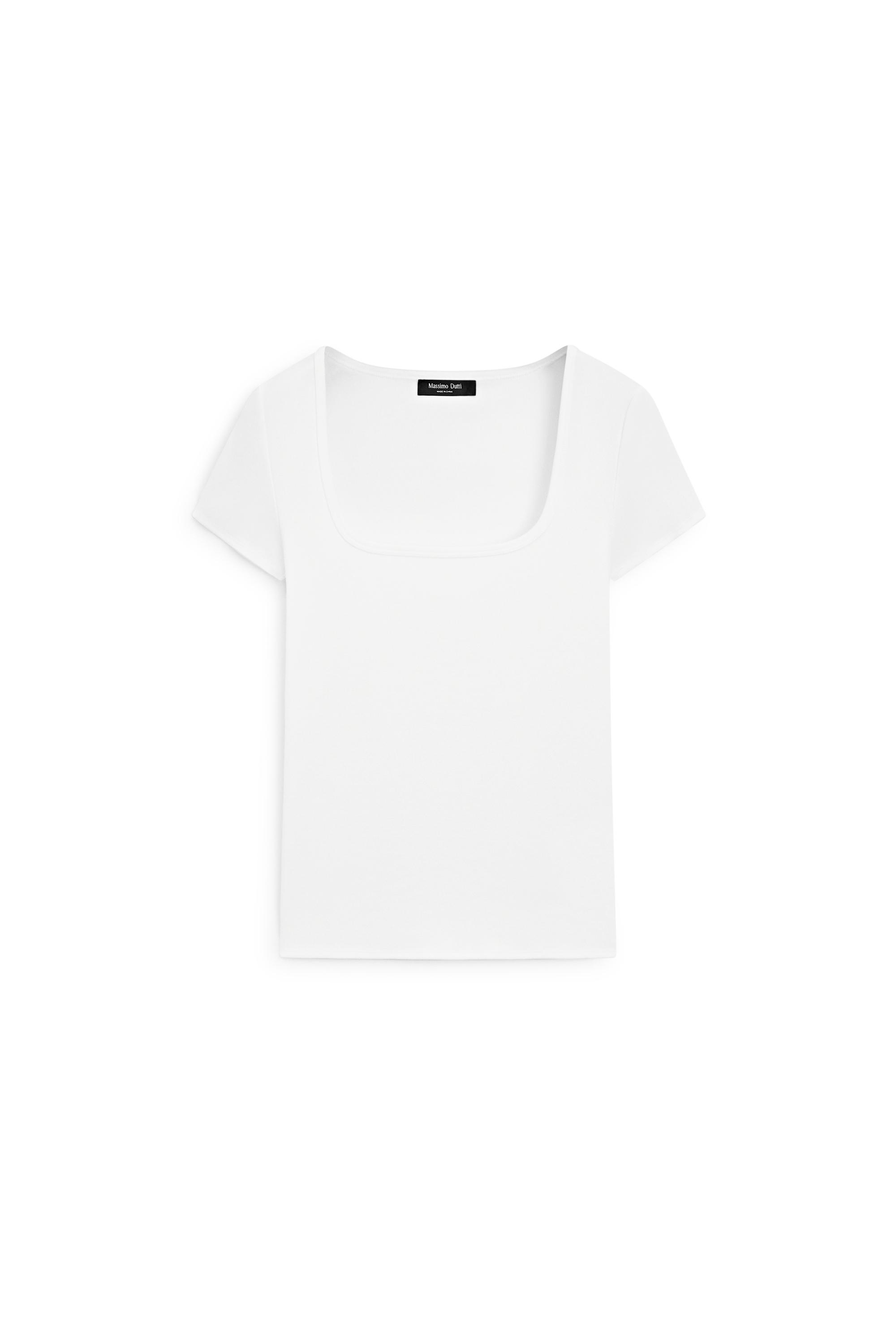 Massimo Dutti Kare yaka kısa kollu t-shirt görsel 3