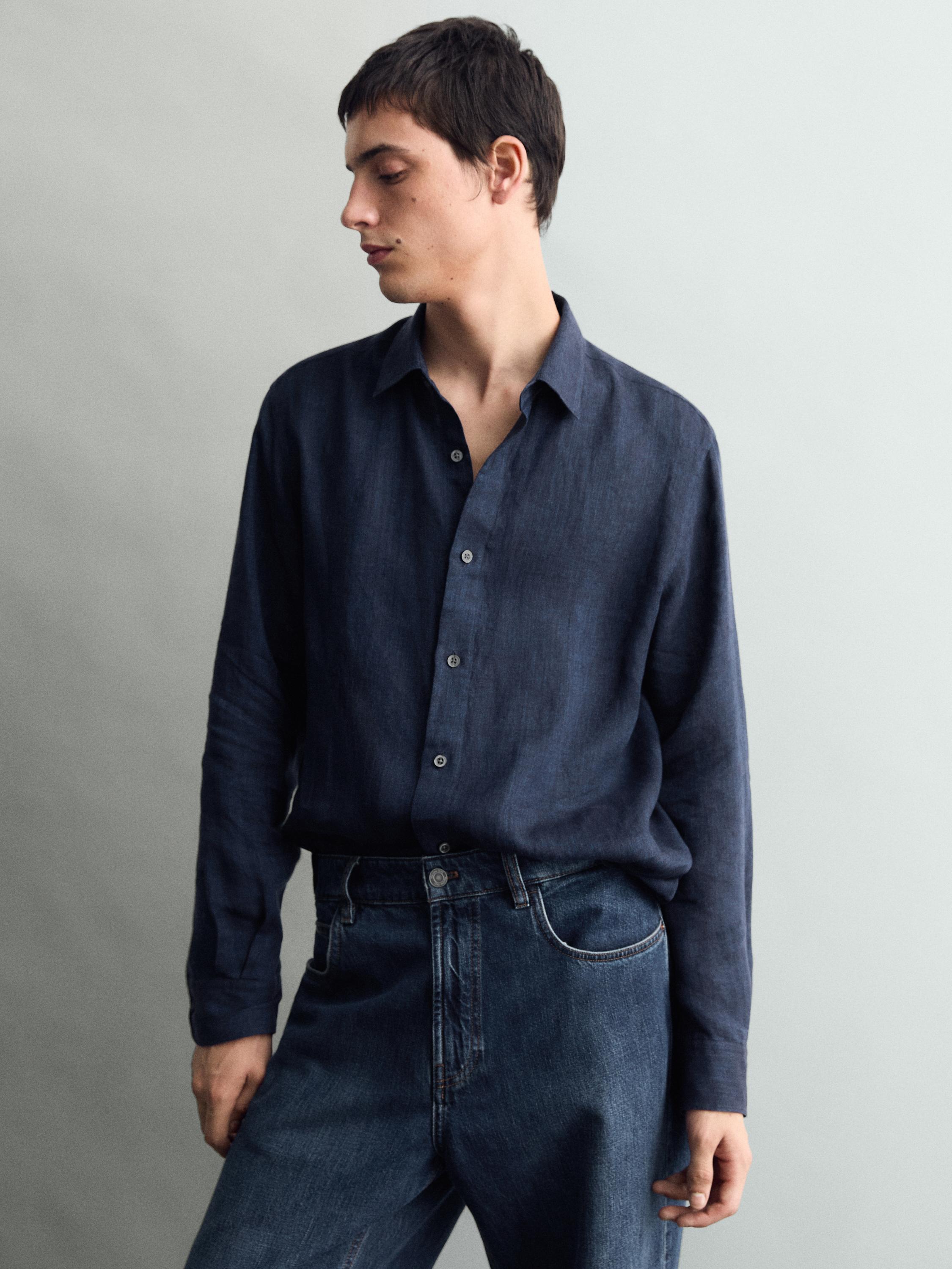 100% linen slim fit shirt