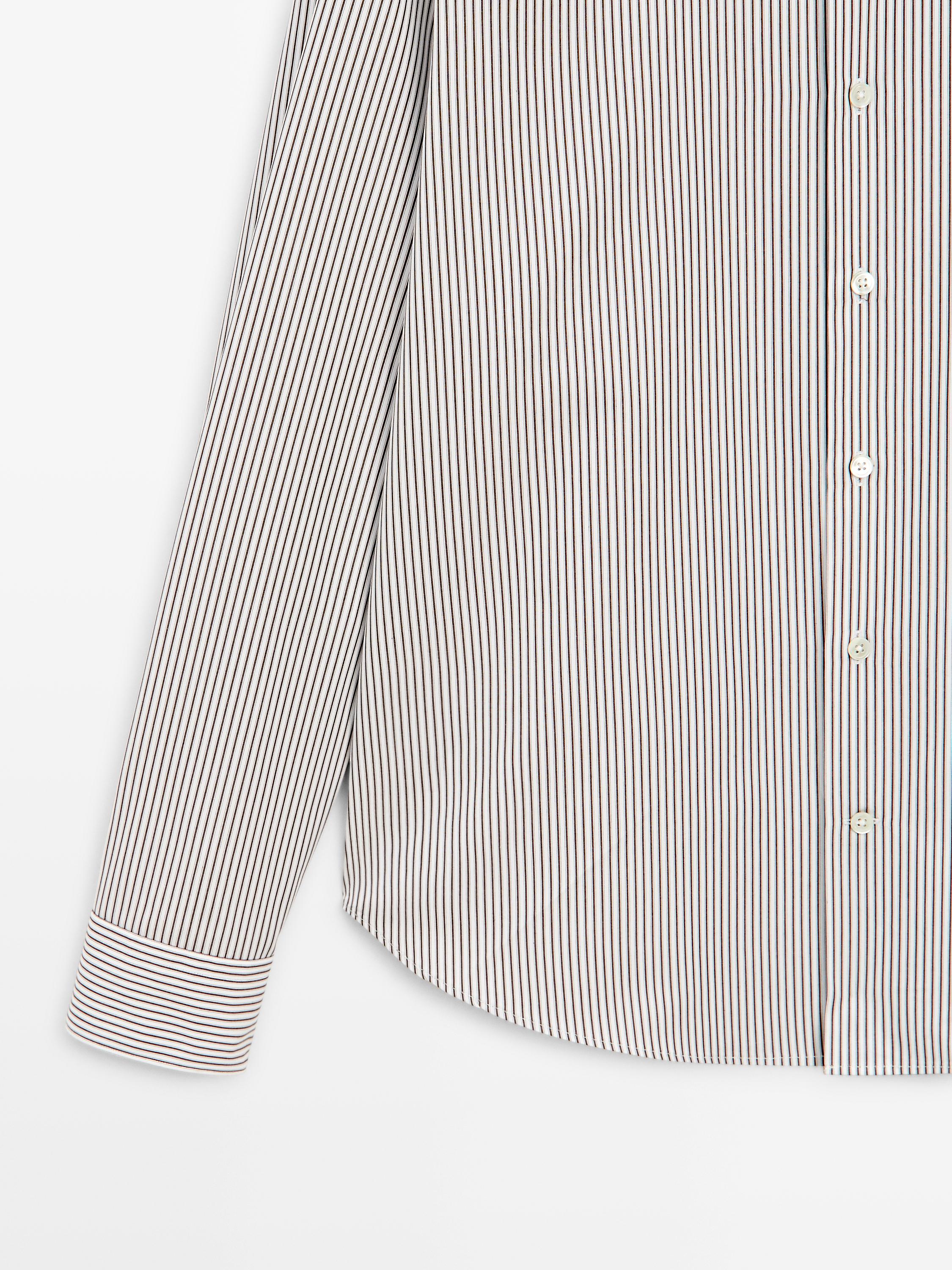 Cotton poplin shirt — BROWN