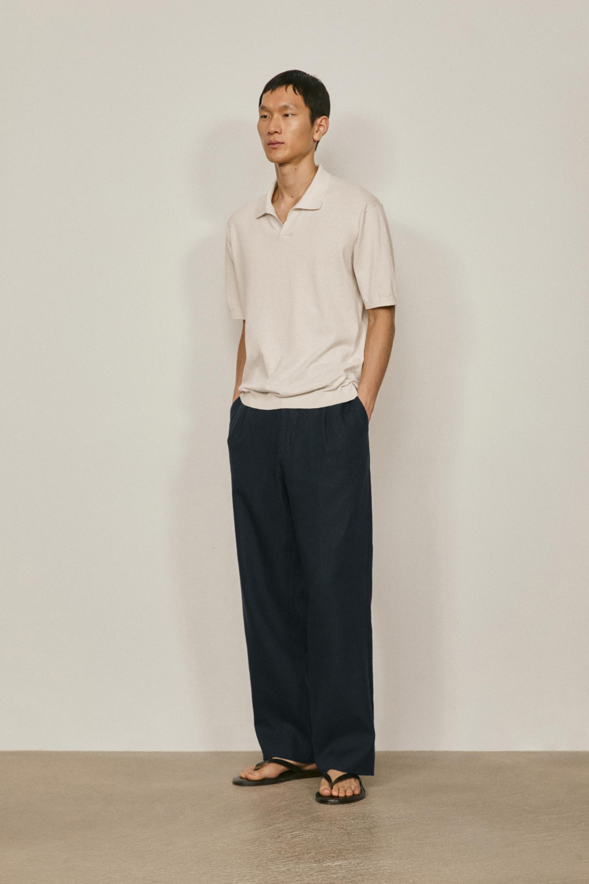 Cotton and linen knit polo sweater - LIMITED EDITION — CREAM