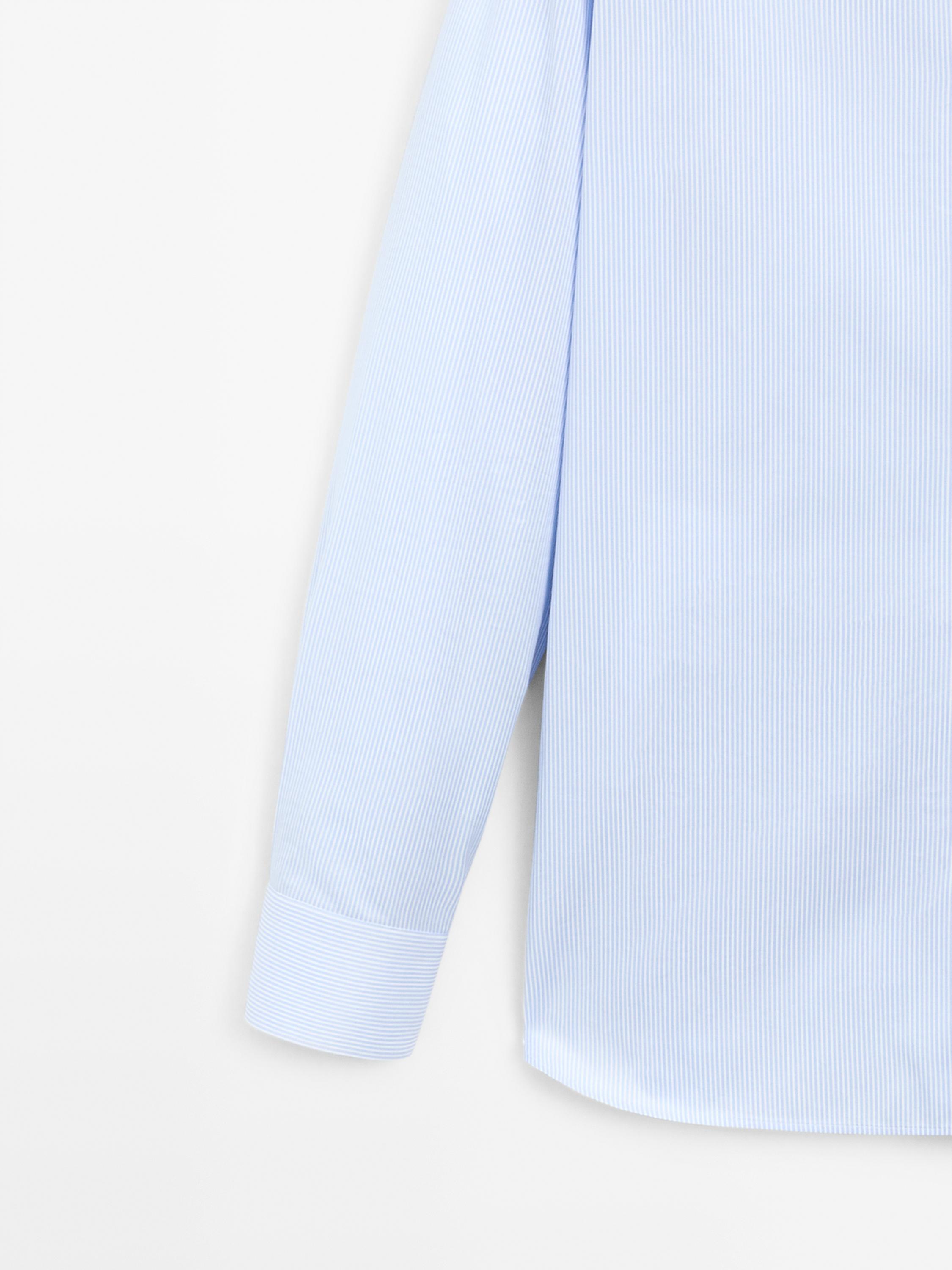 Camisa slim fit sarga rayas algodón