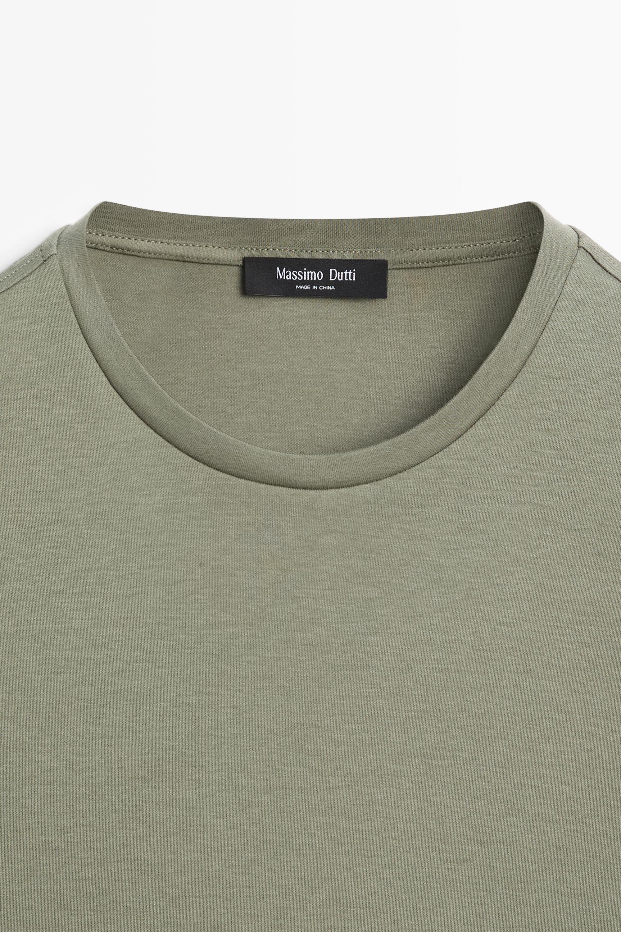 Cotton blend short sleeve T-shirt — MOSS GREEN