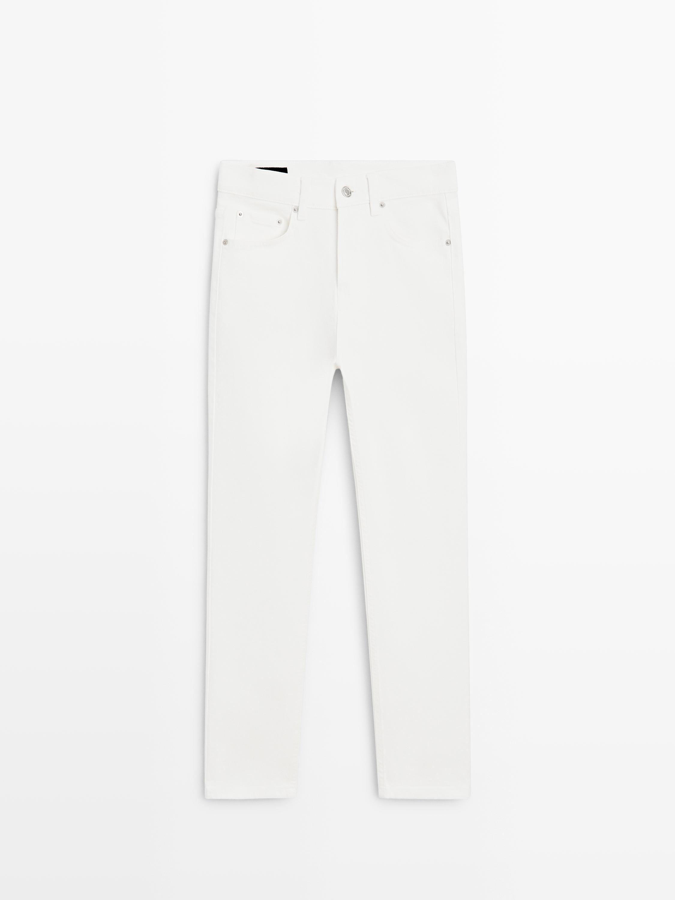 Mid-rise cropped slim fit jeans — Off white