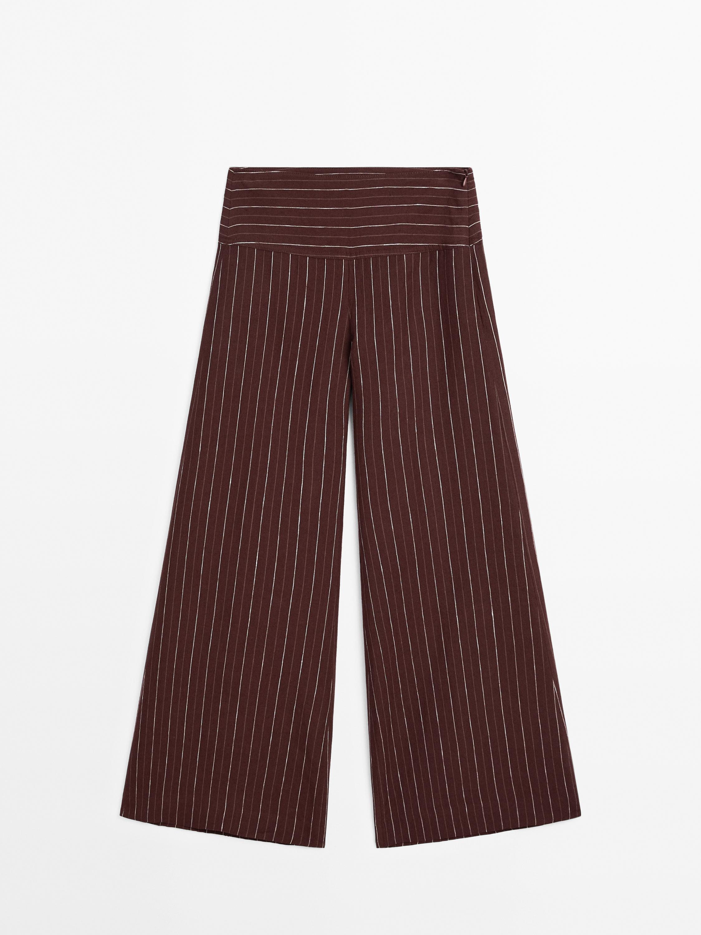 High-waist wide-leg linen trousers